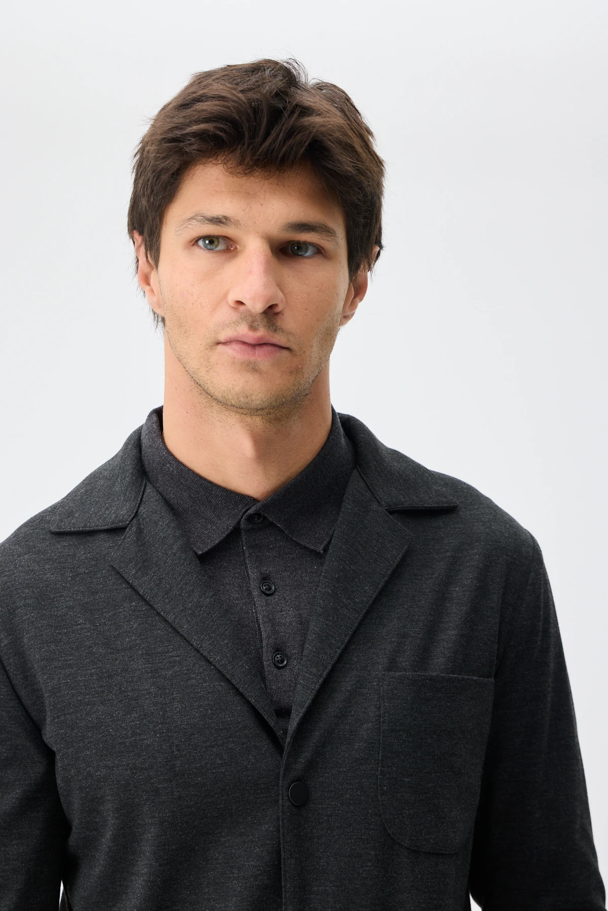 Melanj Dokulu Casual Blazer Ceket - Siyah