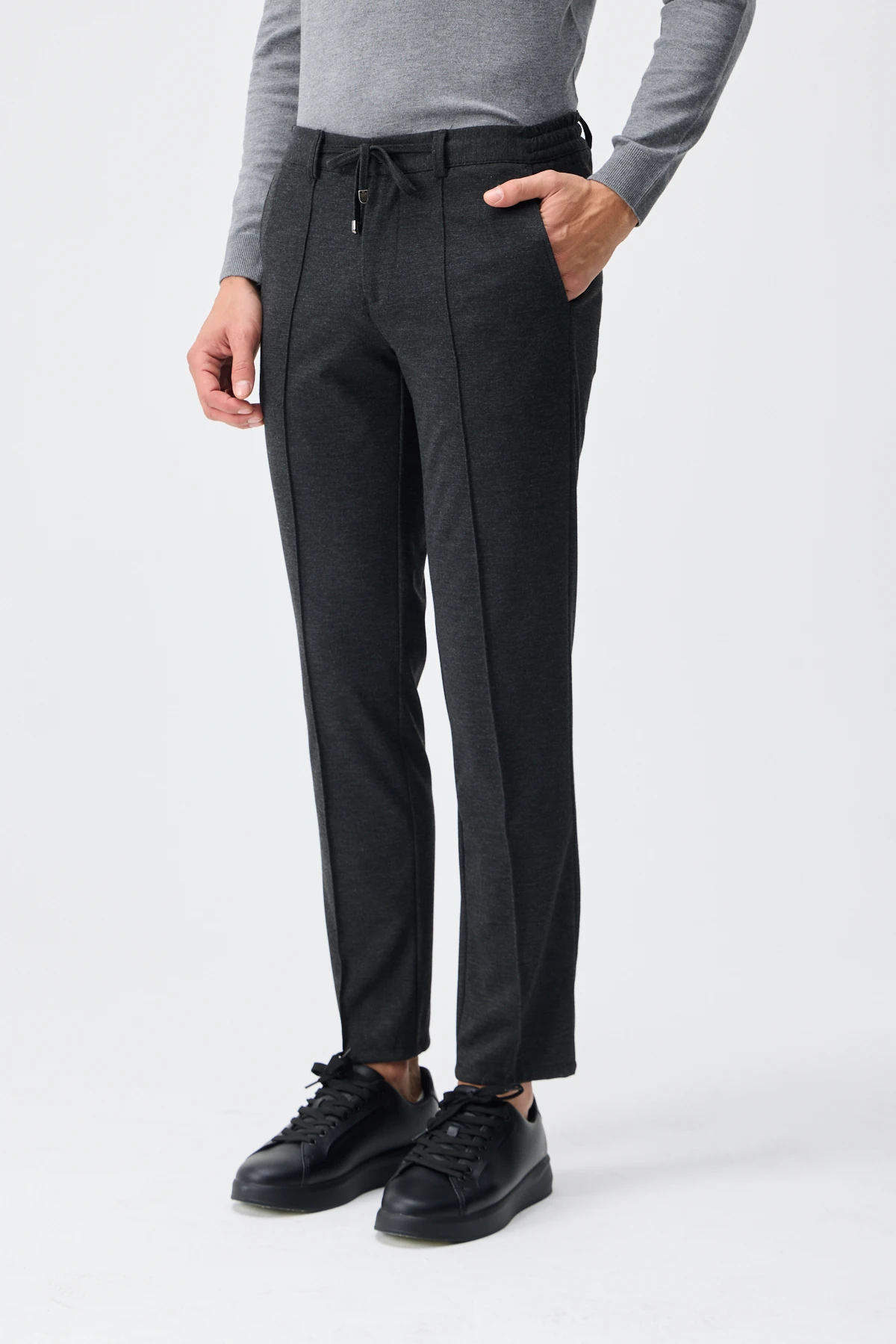 Melanj Dokulu Smart Pantolon - Siyah