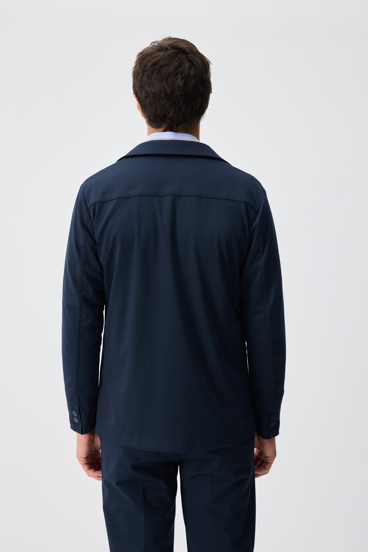 Teknik Kumaş Casual Blazer Ceket - Lacivert