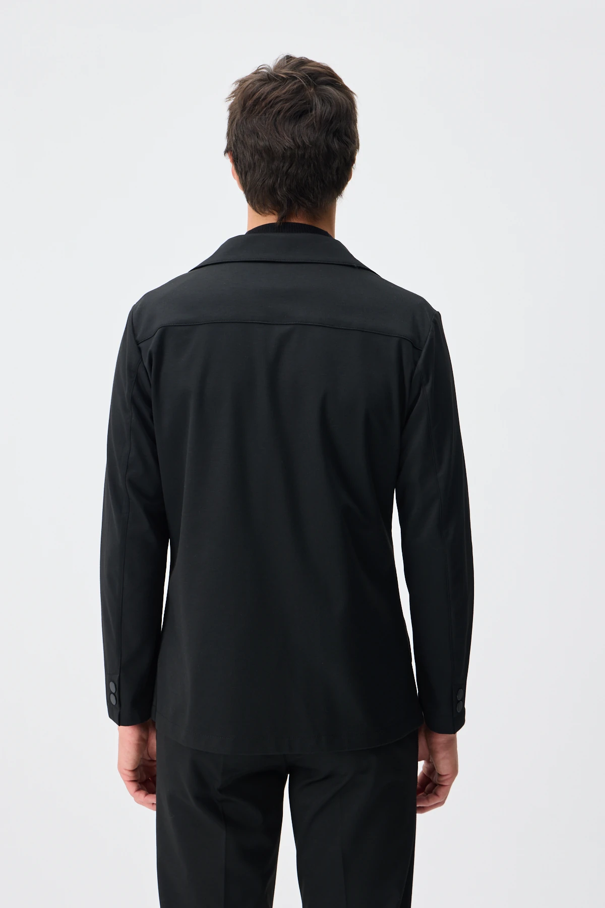 Teknik Kumaş Casual Blazer Ceket - Siyah