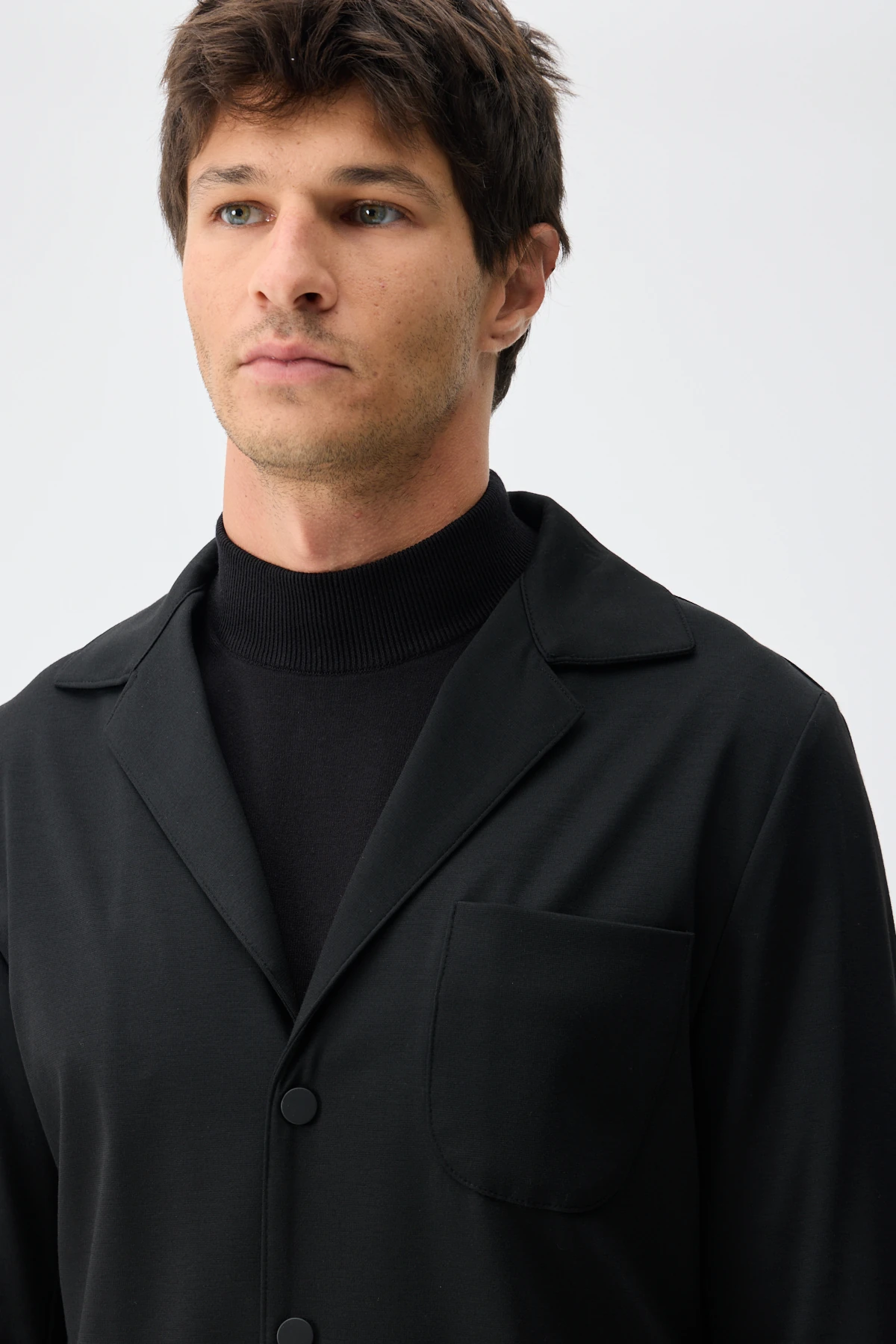 Teknik Kumaş Casual Blazer Ceket - Siyah