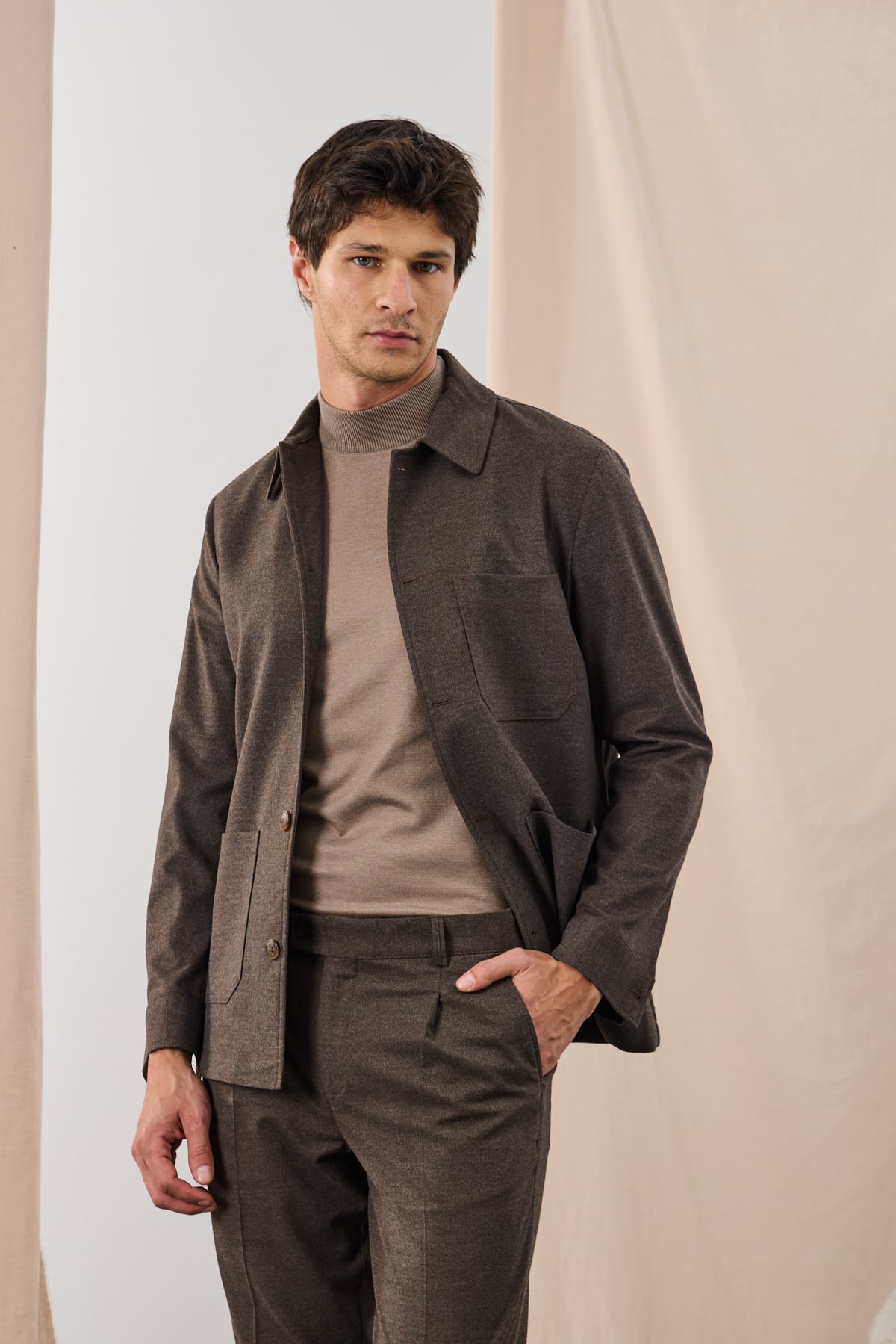 Yün Karışımlı Smart Blazer Ceket - Kahverengi