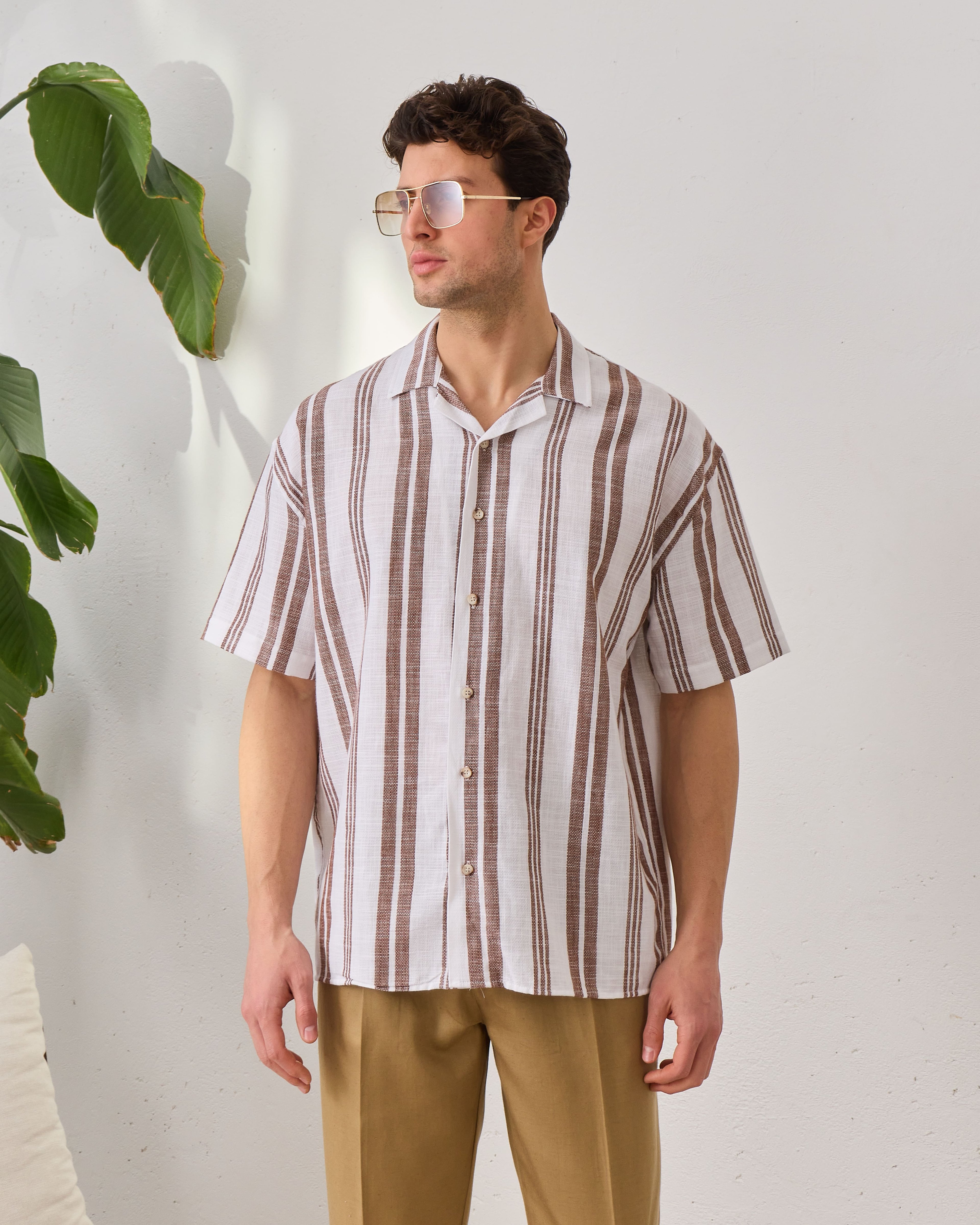 Çizgili Pamuk Oversize Gömlek