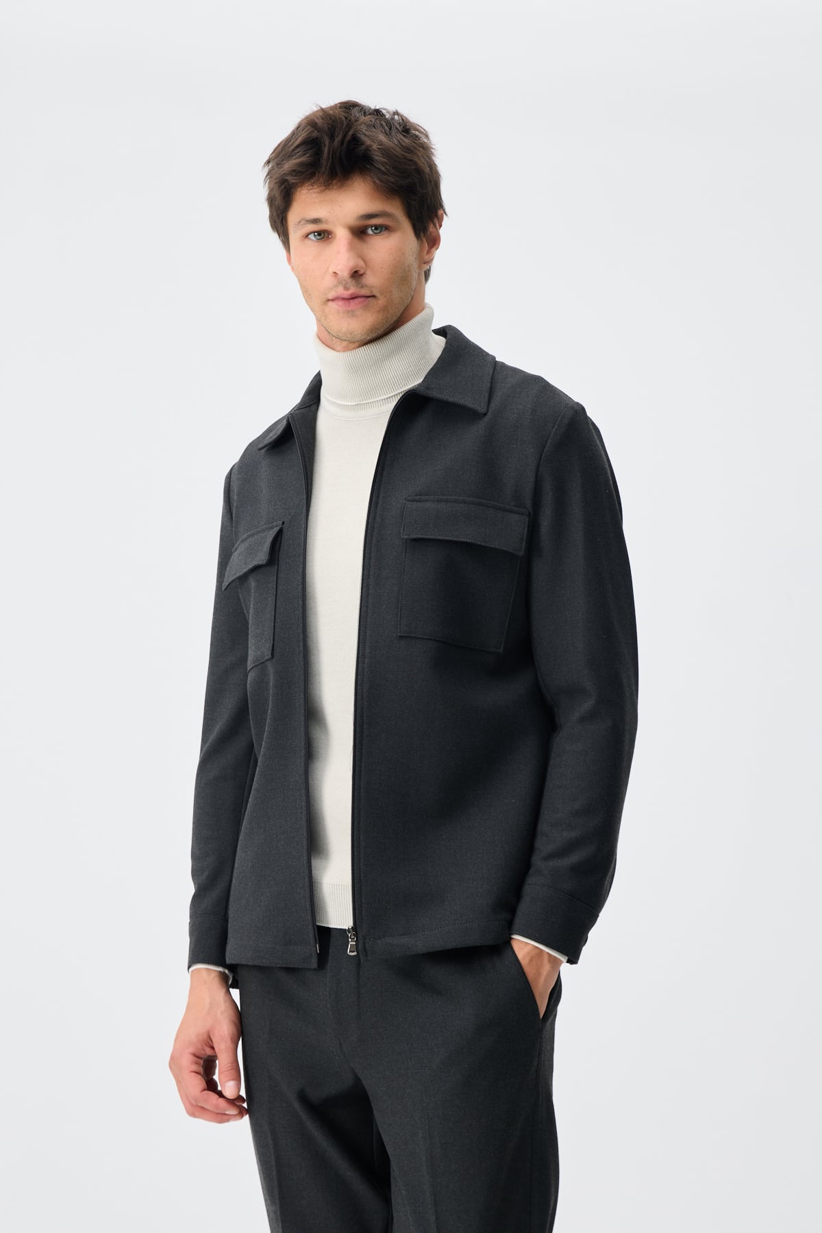 Astarlı Teknik Overshirt Ceket - Antrasit