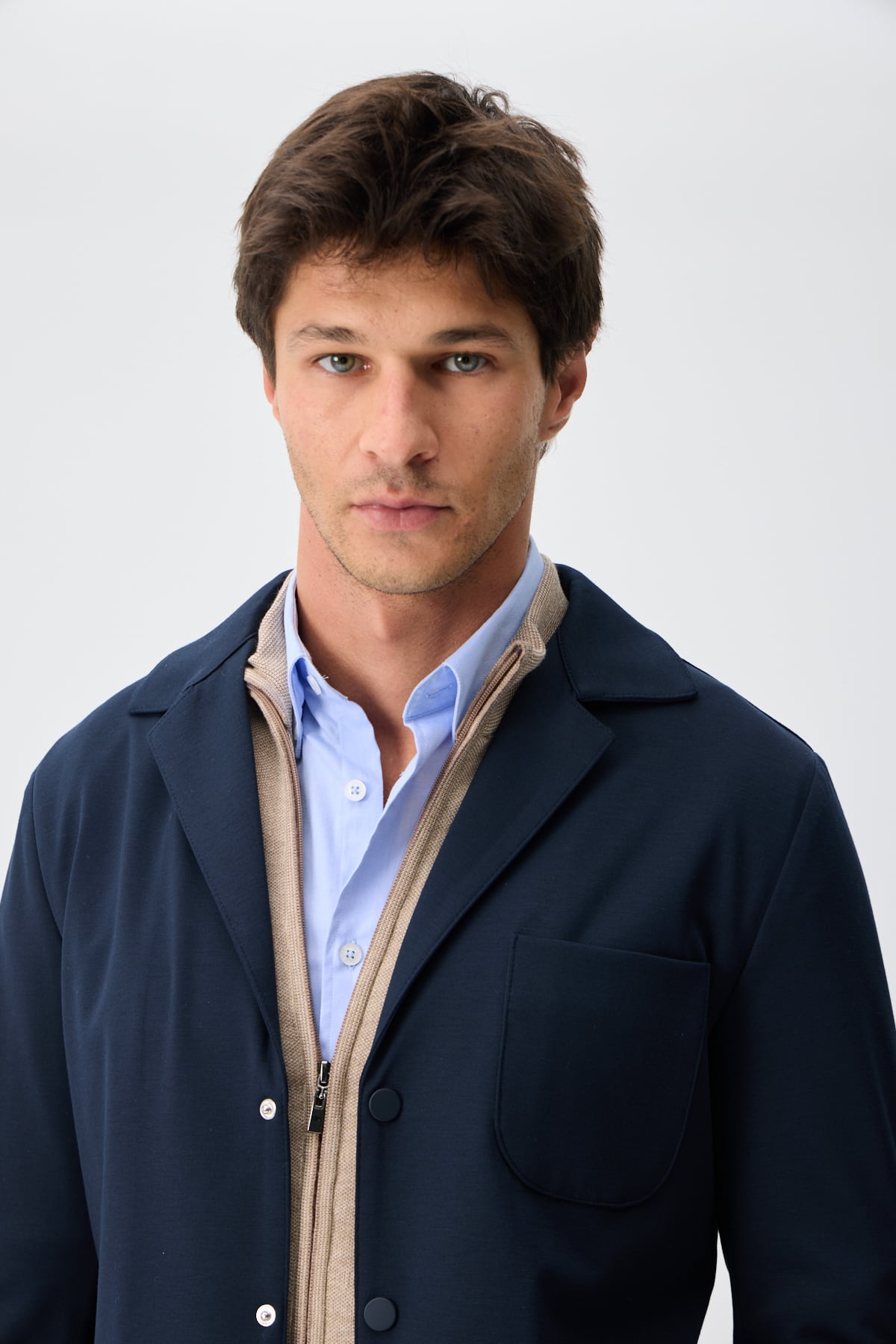 Teknik Kumaş Casual Blazer Ceket - Lacivert