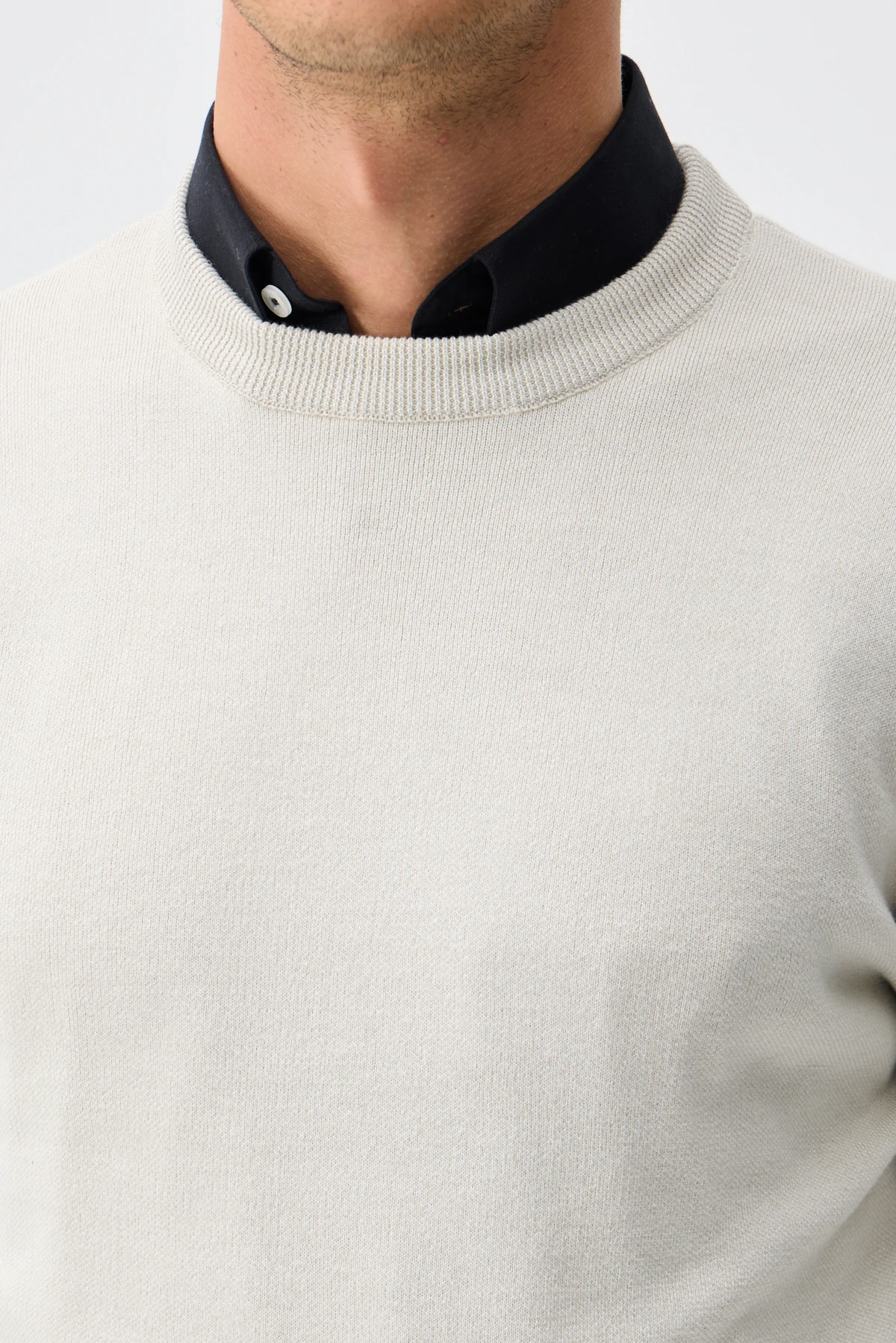 Bisiklet Yaka Triko - Ekru/Taş