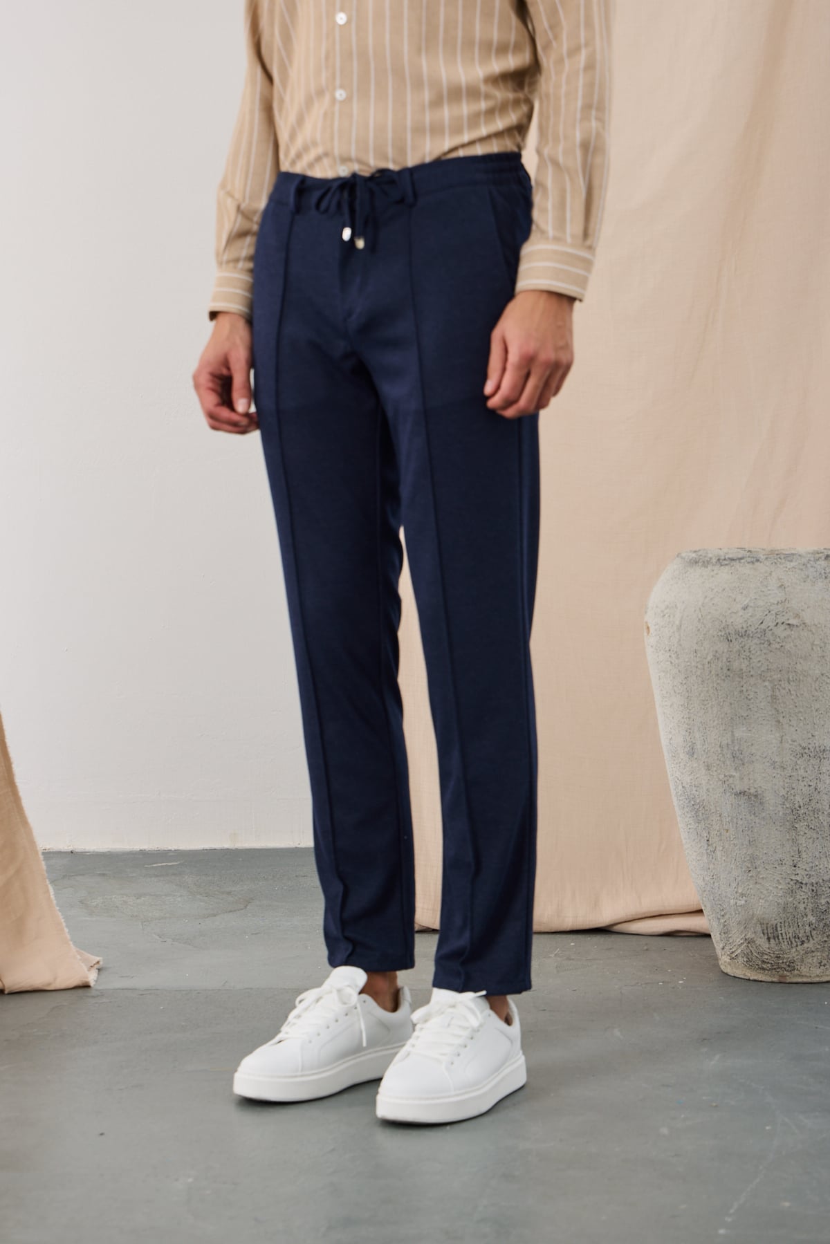 Melanj Dokulu Smart Pantolon - Lacivert