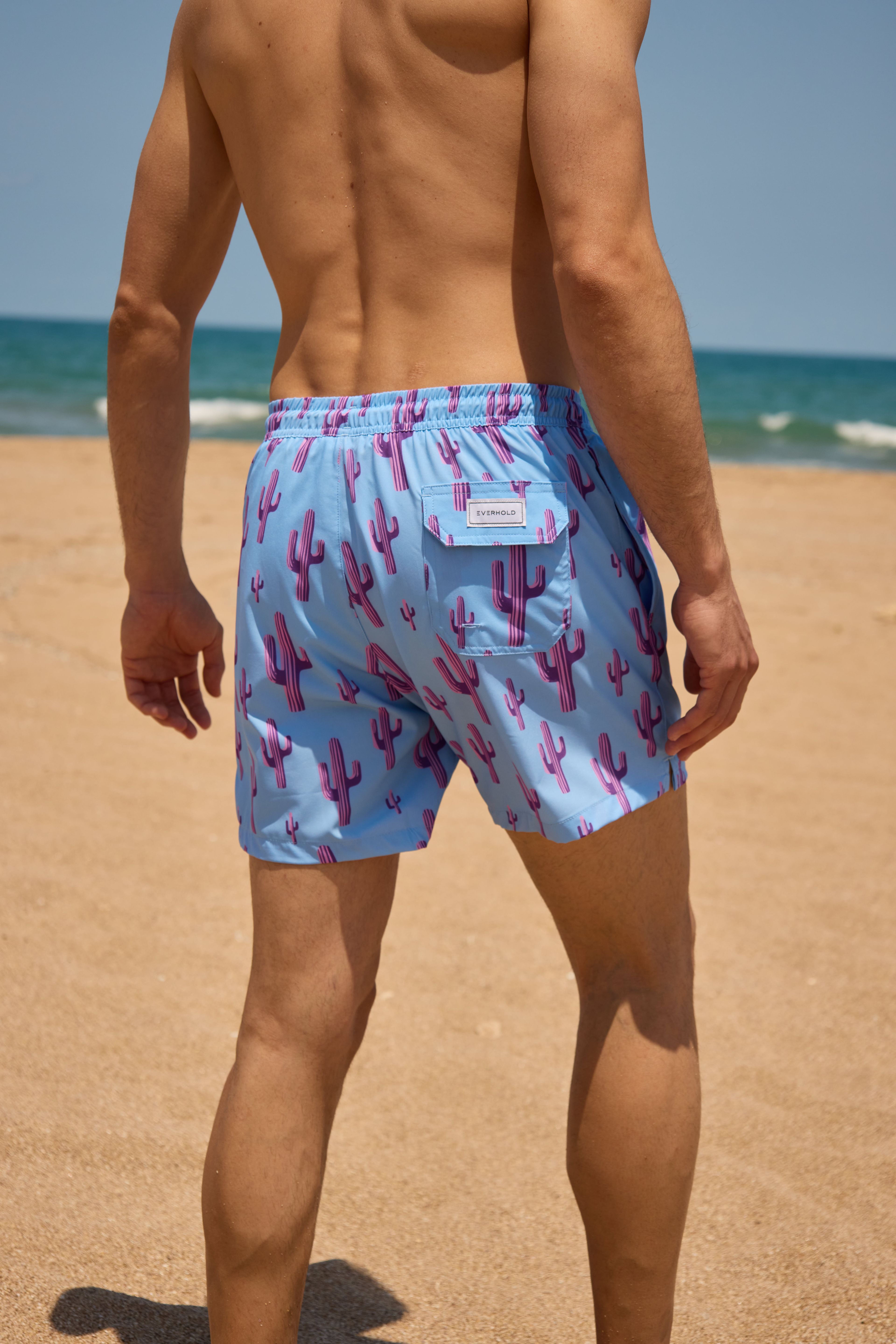 Purple Cactus Flex Desenli Erkek Deniz Şortu