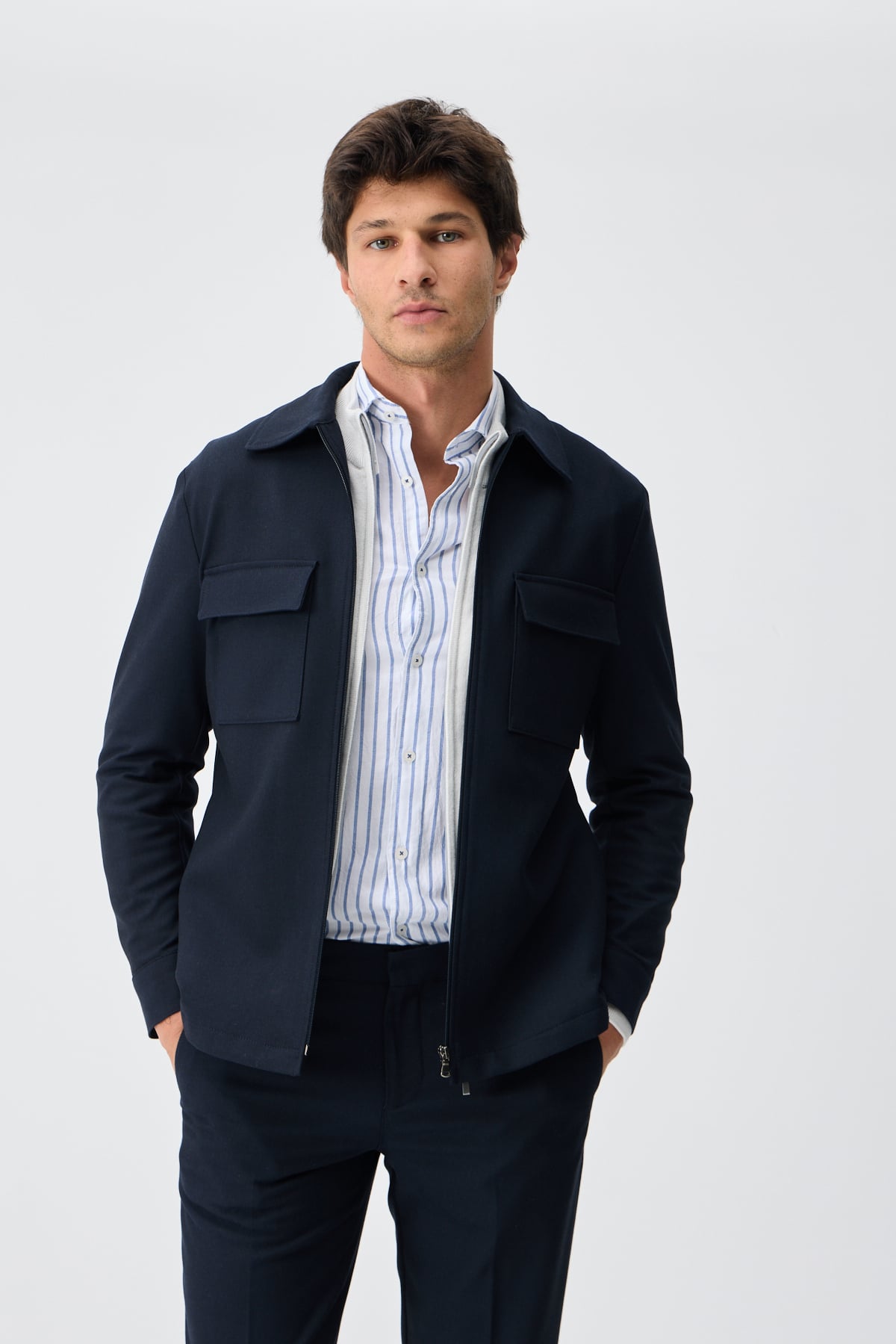 Astarlı Teknik Overshirt Ceket - Lacivert