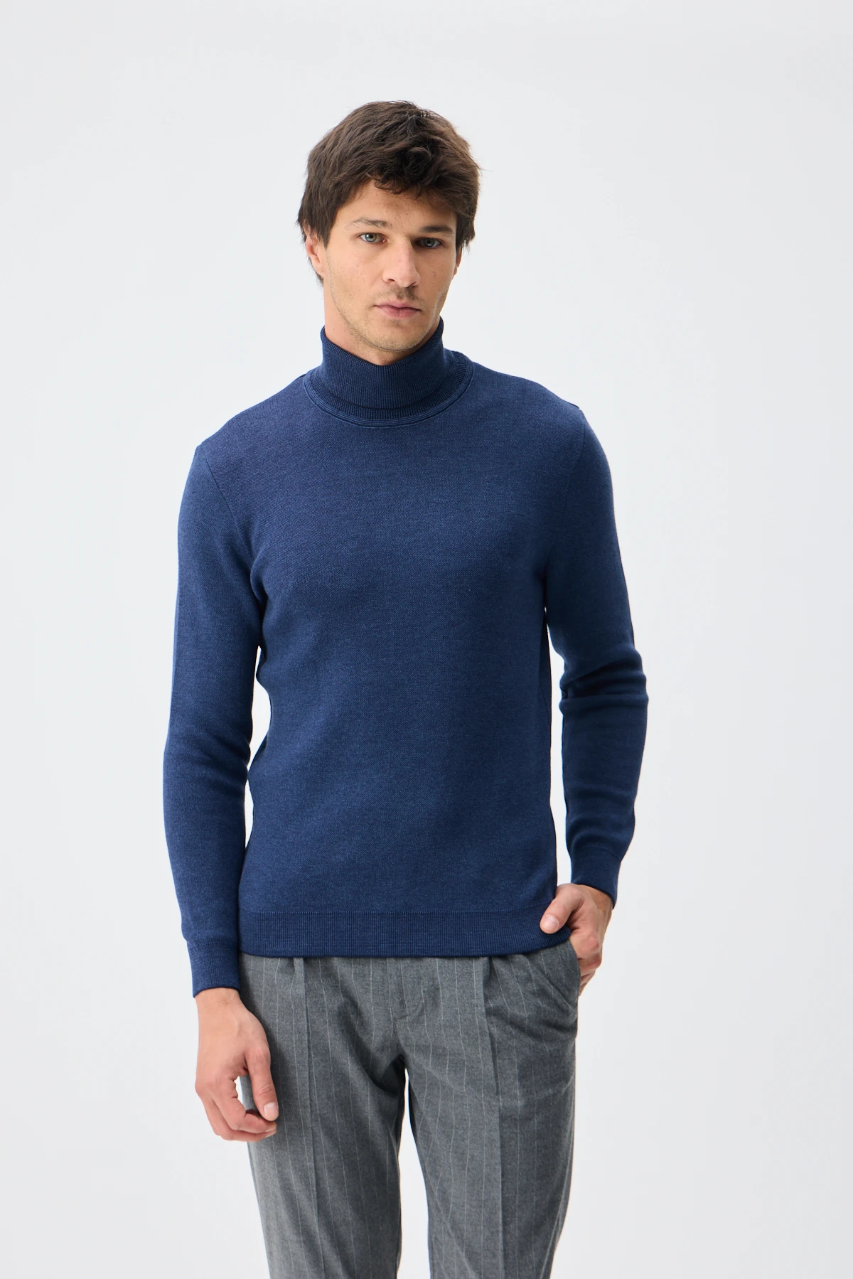 Balıkçı Yaka Triko - K.Lacivert/M.Mavi