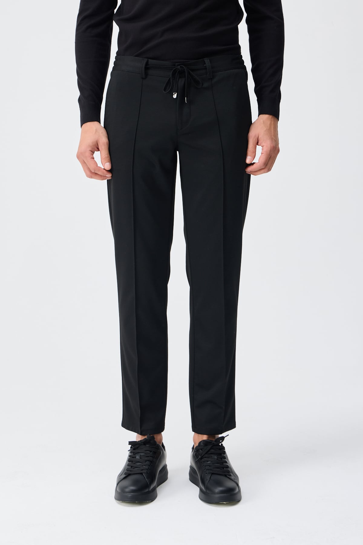 Bi-Stretch Nervürlü Pantolon - Siyah