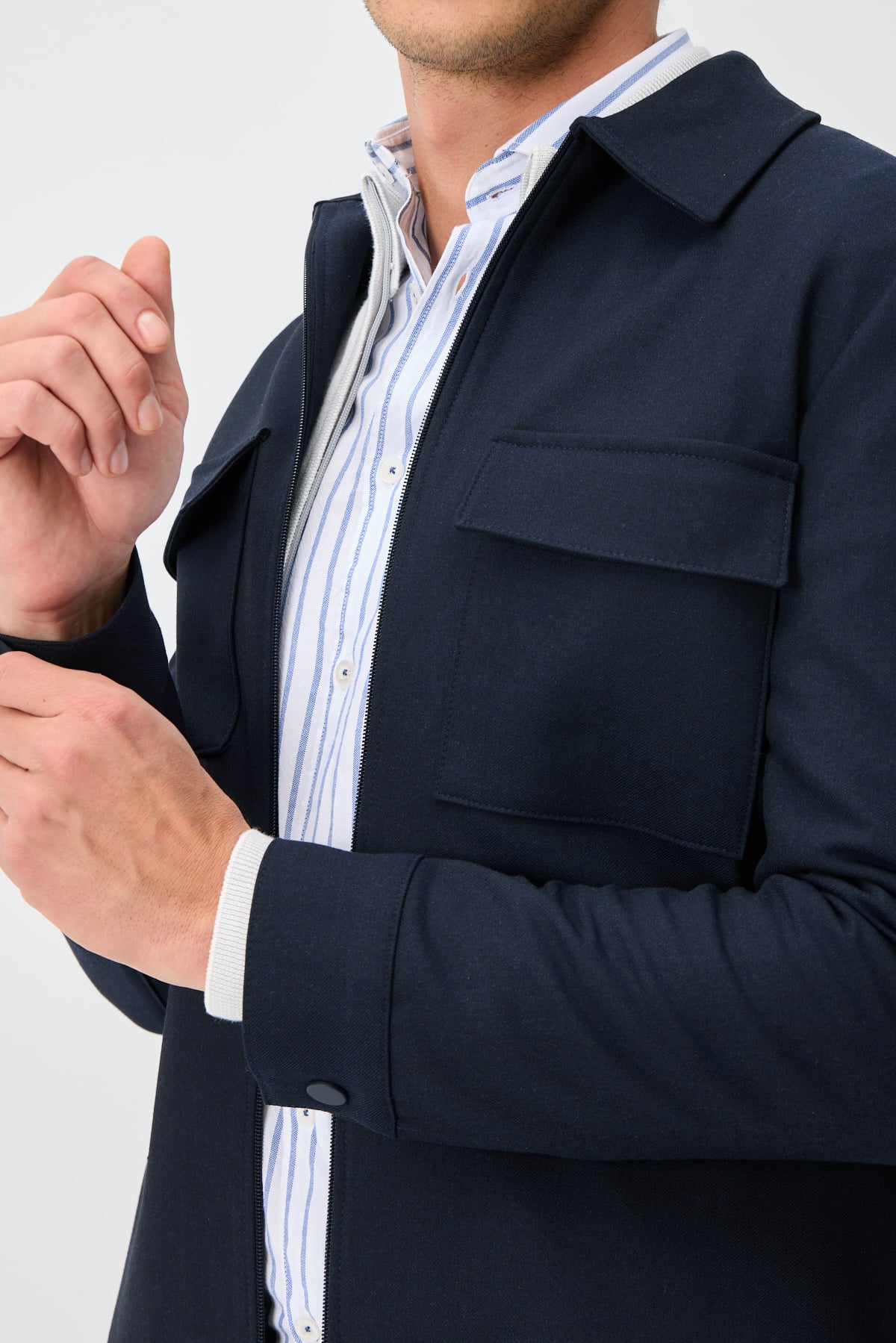 Astarlı Teknik Overshirt Ceket - Lacivert