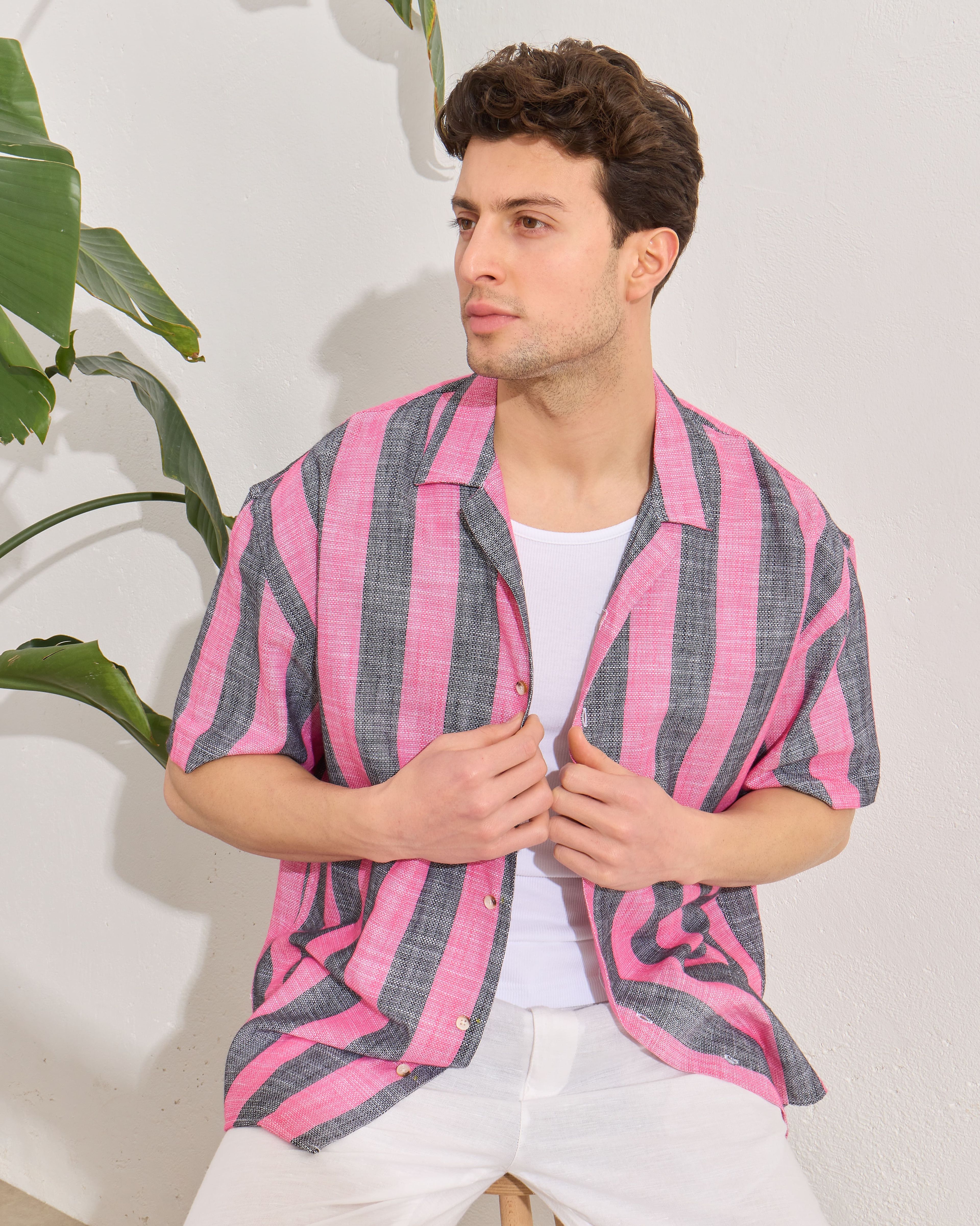 Çizgili Pamuk Oversize Gömlek