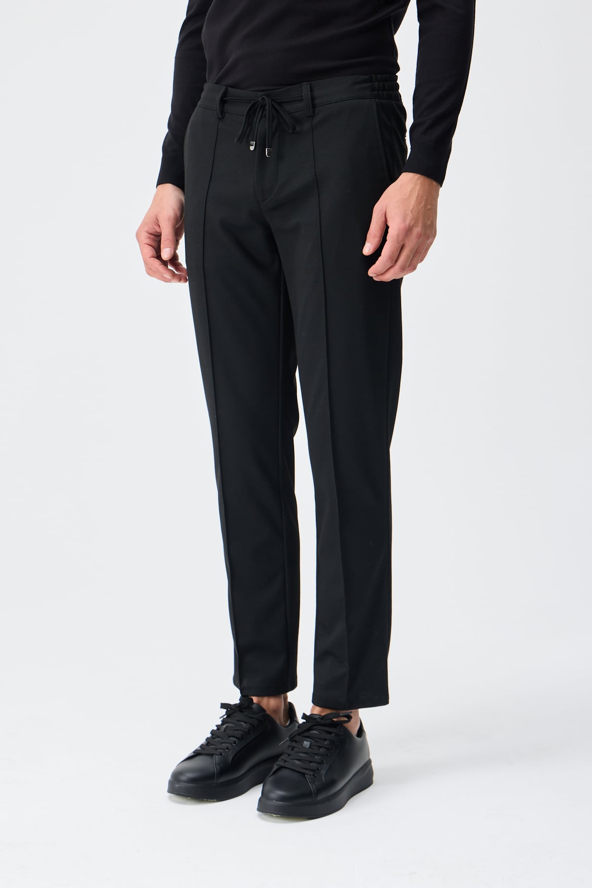 Bi-Stretch Nervürlü Pantolon - Siyah