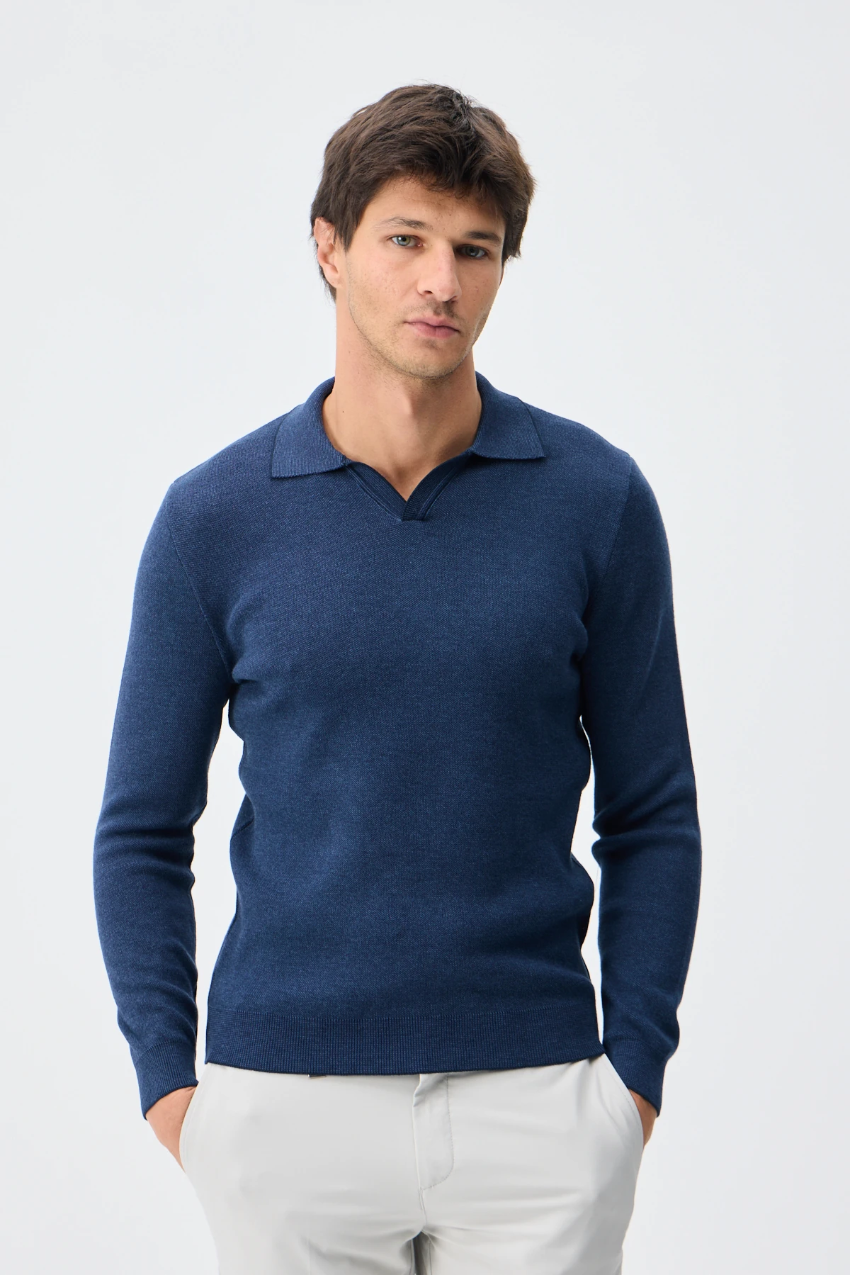 V Polo Yaka Triko - K.Lacivert/M.Mavi