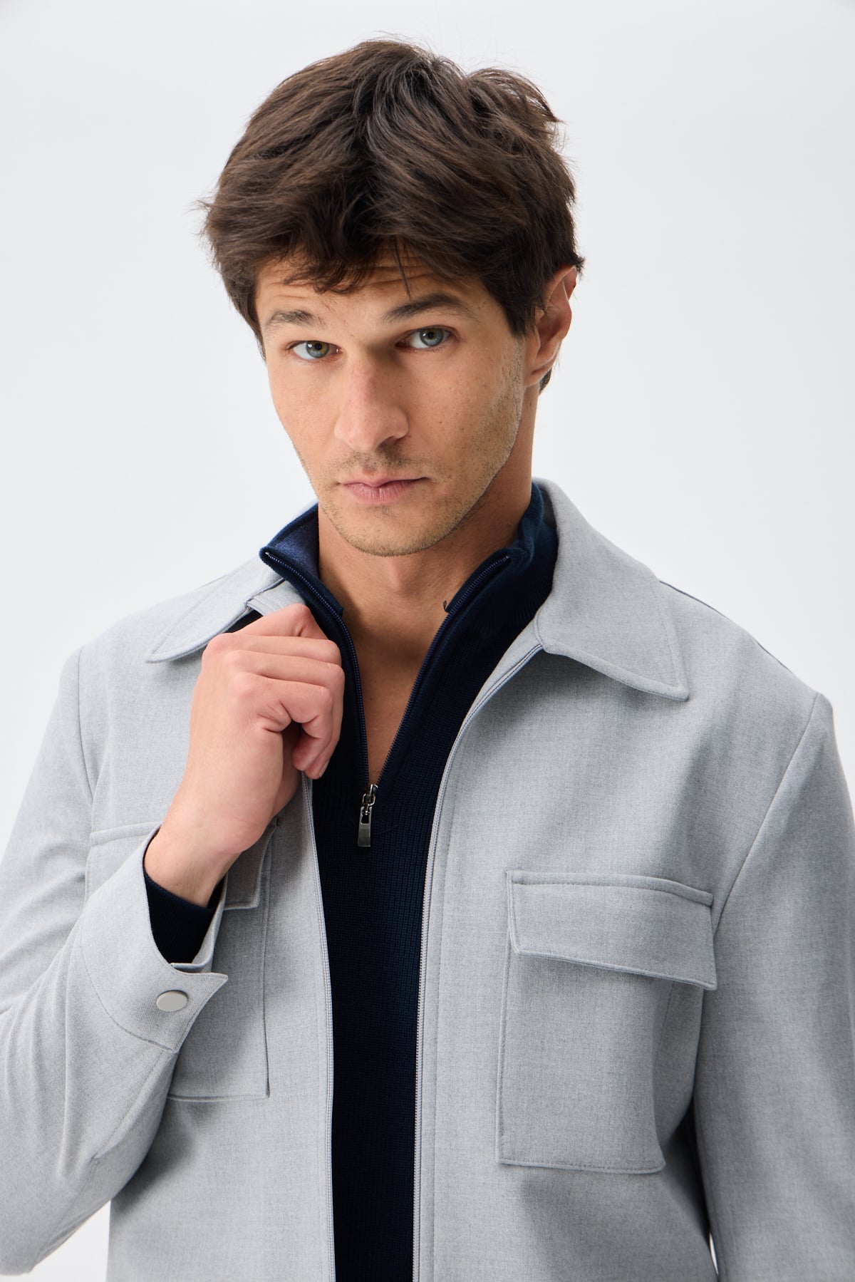 Astarlı Teknik Overshirt Ceket - Gri