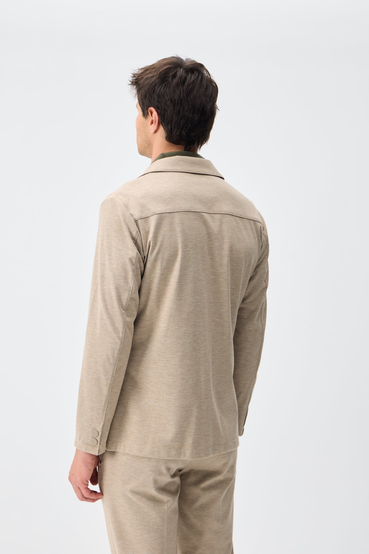 Melanj Dokulu Casual Blazer Ceket - Vizon