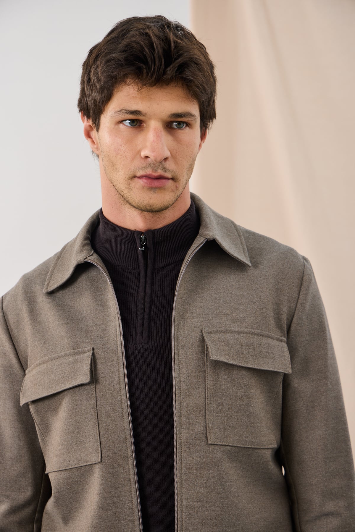 Astarlı Teknik Overshirt Ceket - Vizon