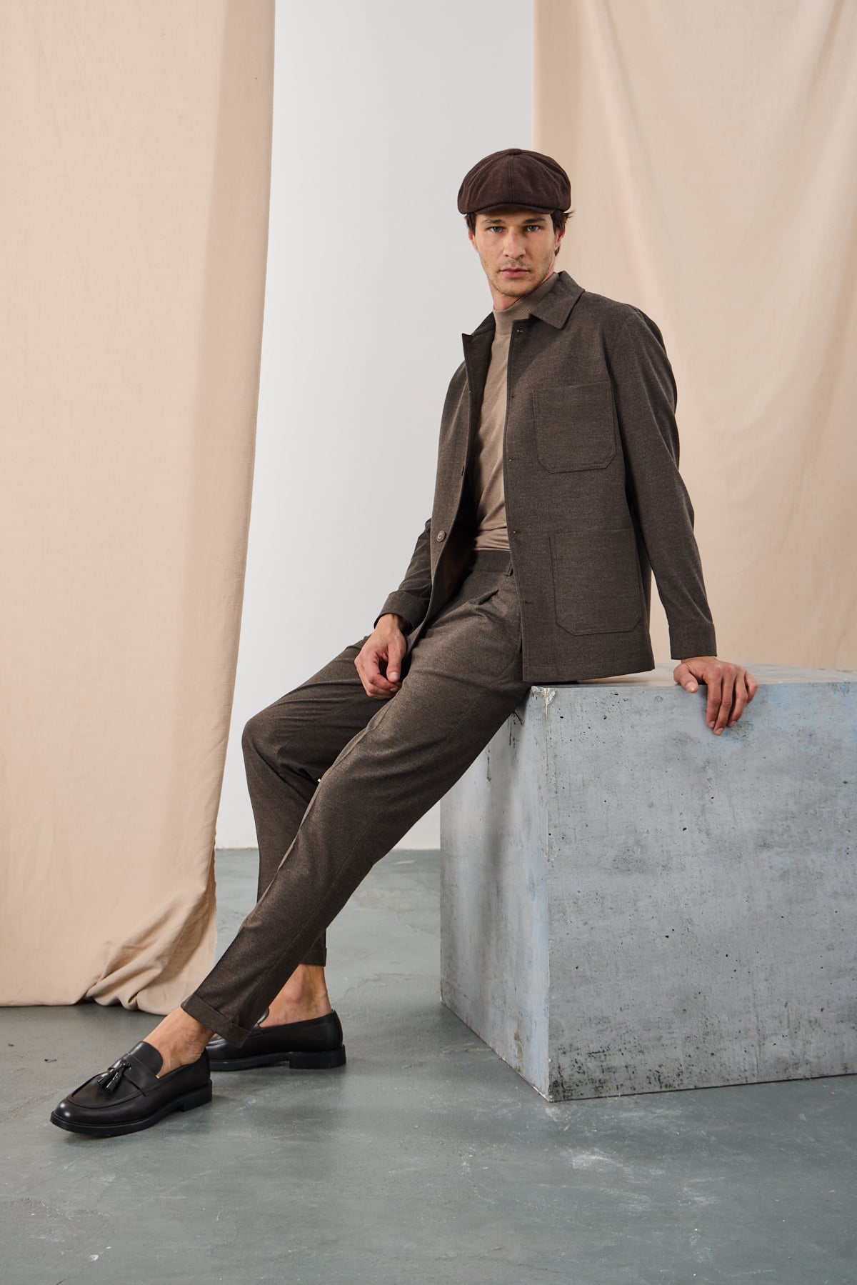 Yün Karışımlı Smart Blazer Ceket - Kahverengi