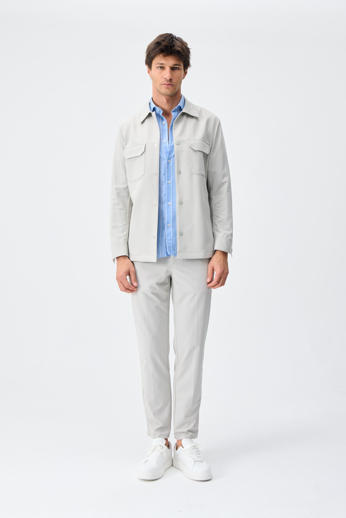 Teknik Dokulu Overshirt Ceket