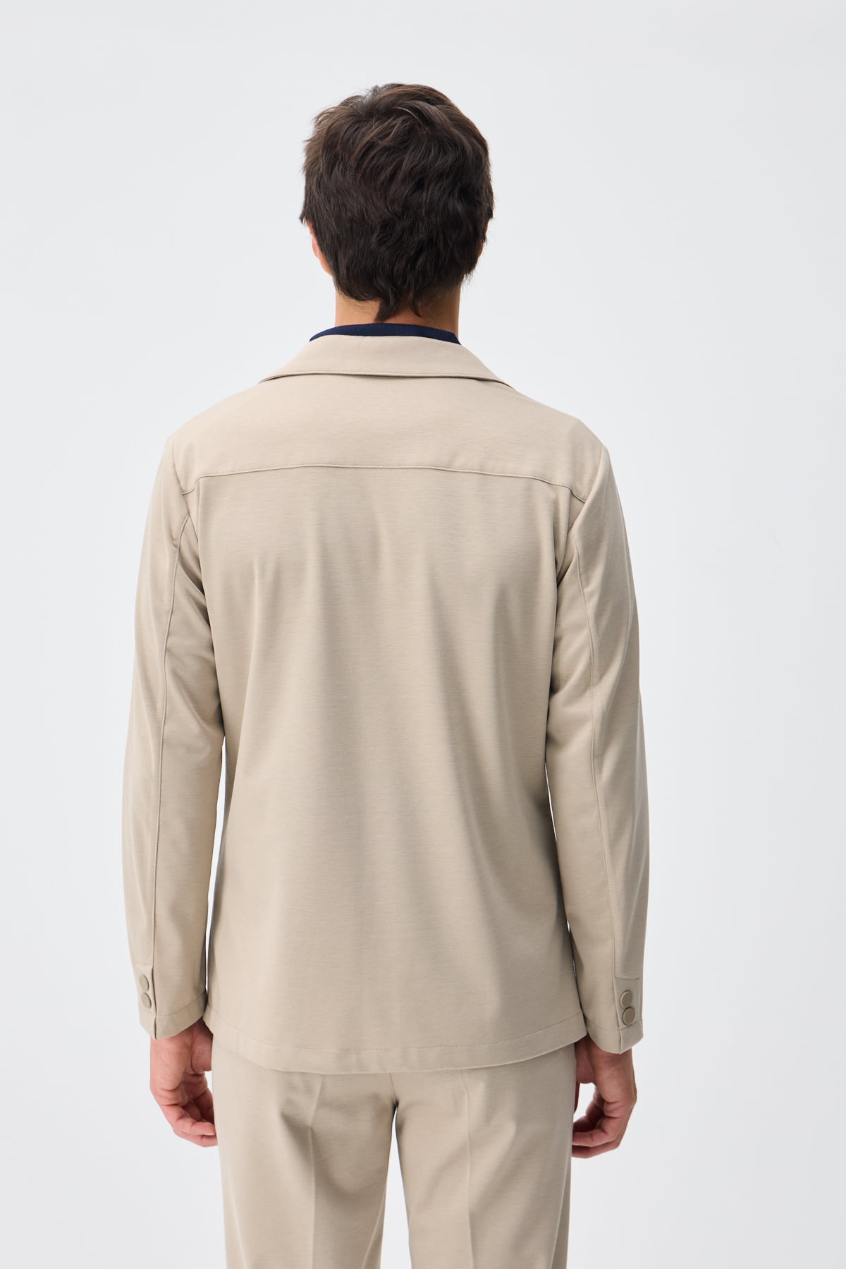 Teknik Kumaş Casual Blazer Ceket - Bej