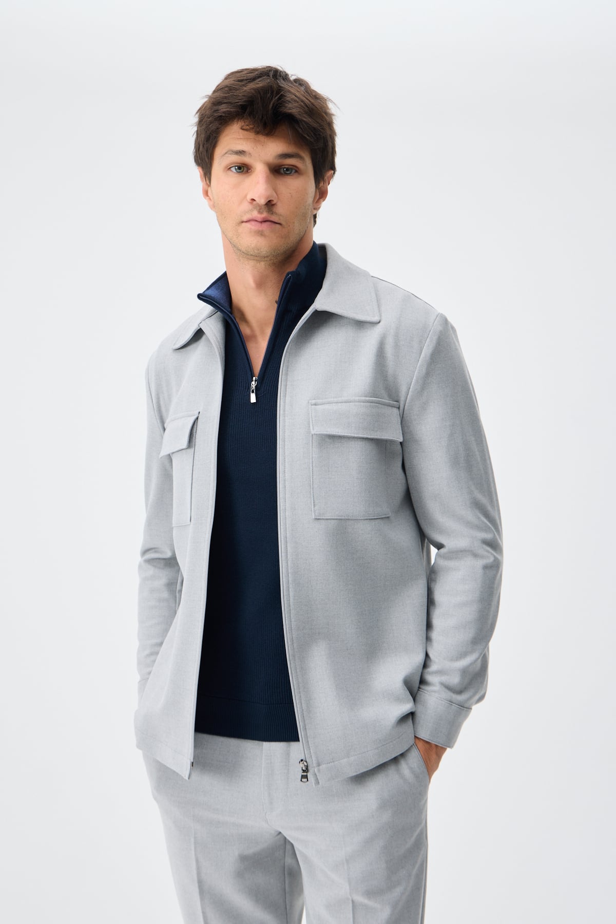 Astarlı Teknik Overshirt Ceket - Gri