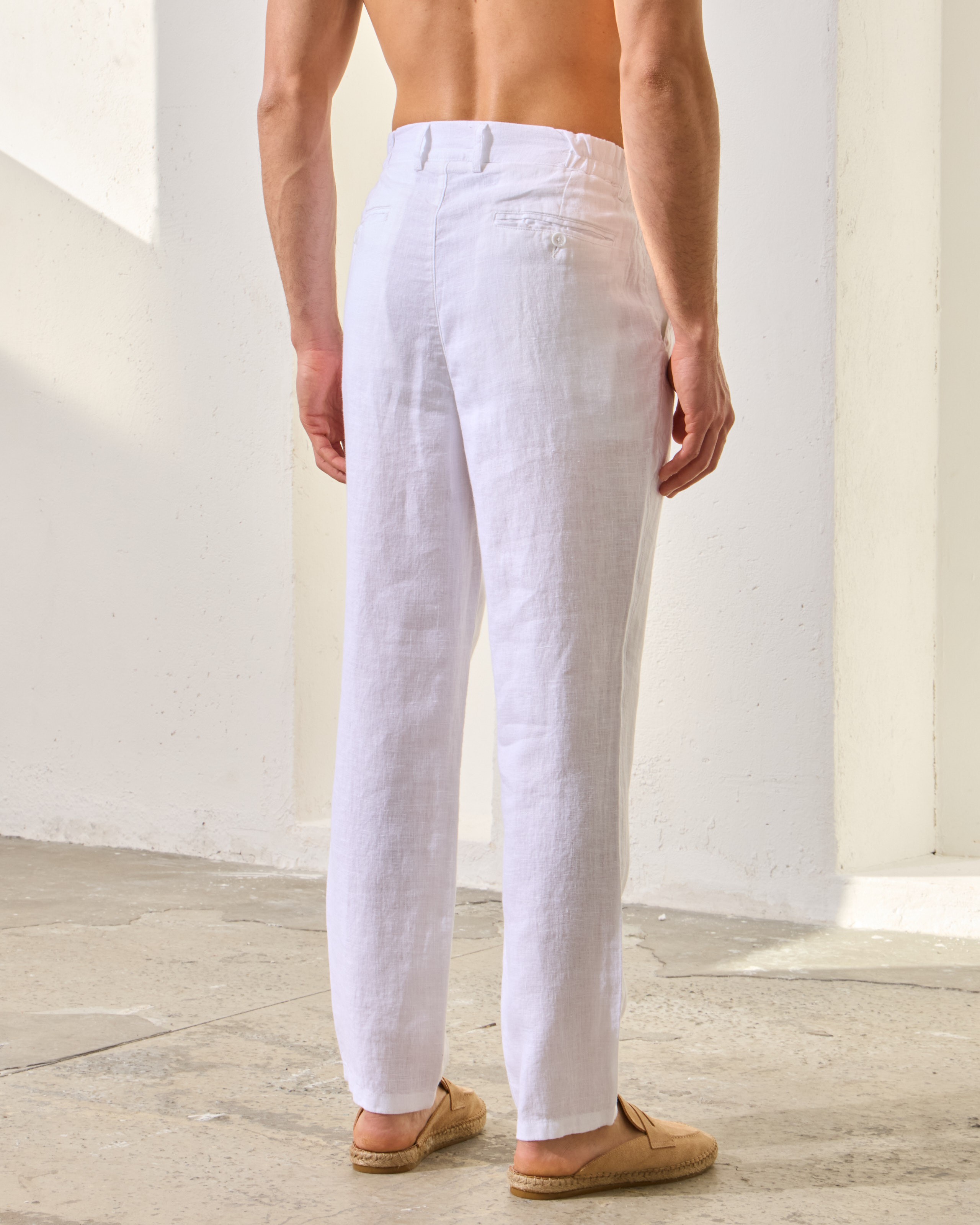%100 Keten Pileli Regular Fit Pantolon