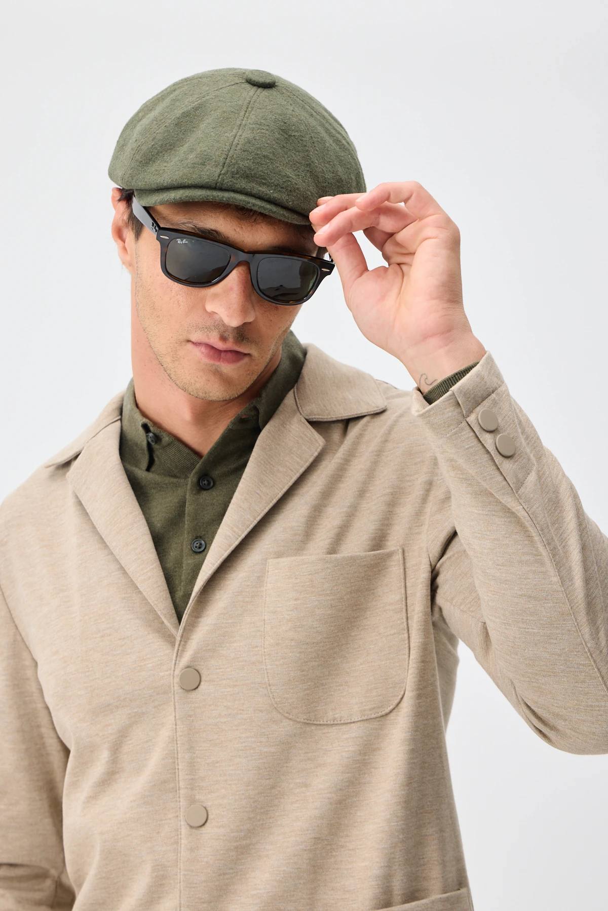 Premium Yün Dokulu Kasket - Haki