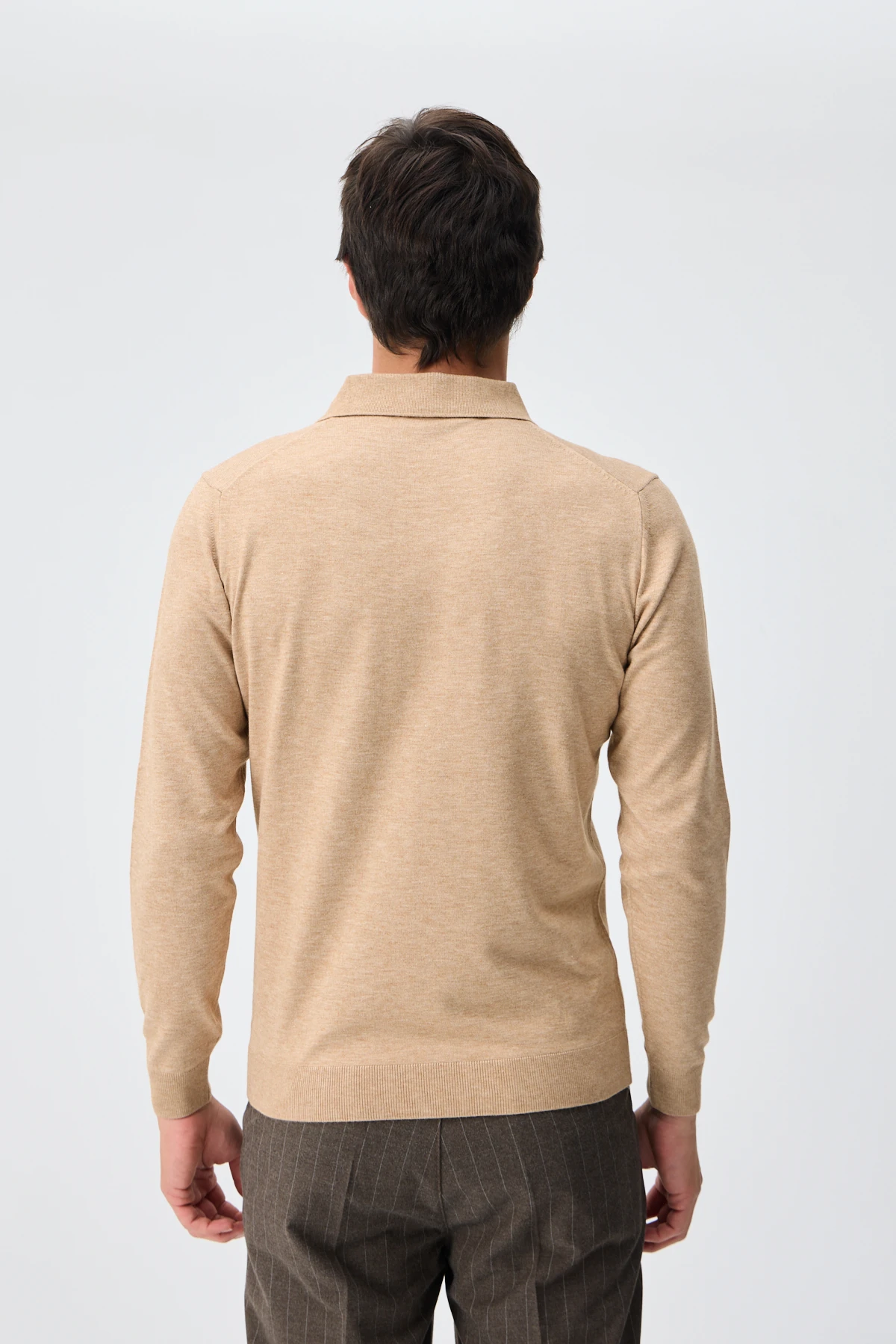 Kaşmir Karışımlı Düğmeli Polo Yaka Triko - Camel