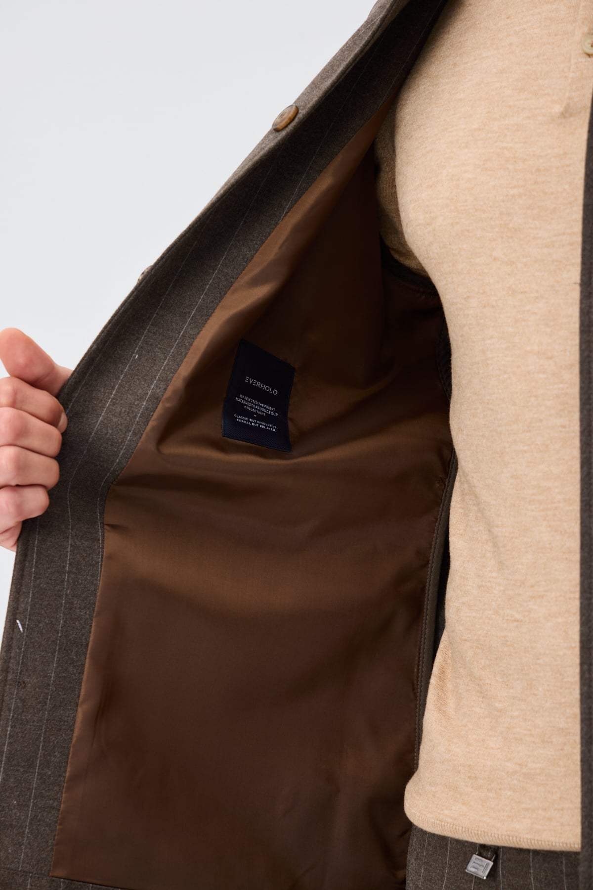 Yün Karışımlı Smart Blazer Ceket - Çizgili Kahverengi