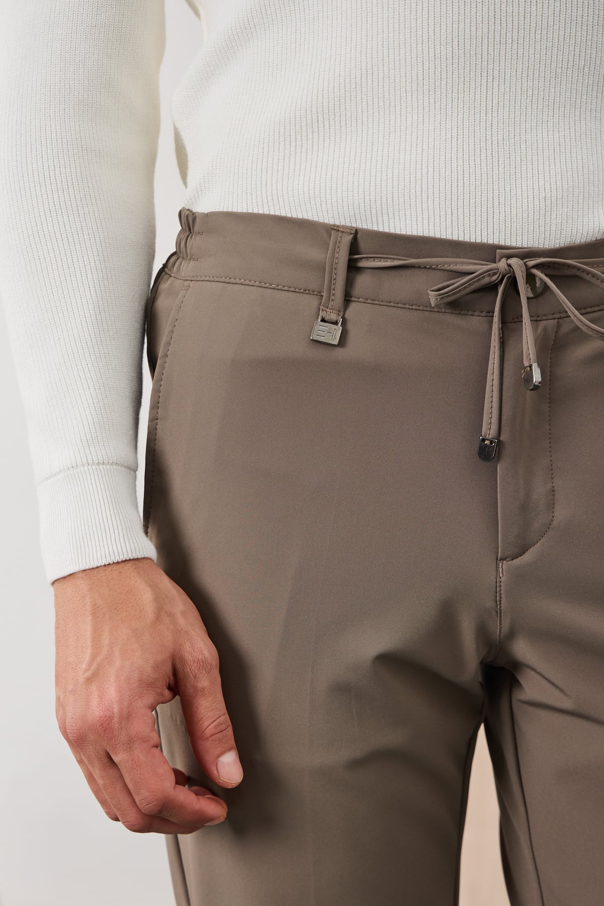 Poliamid Esnek Jogger Pantolon - Karamel