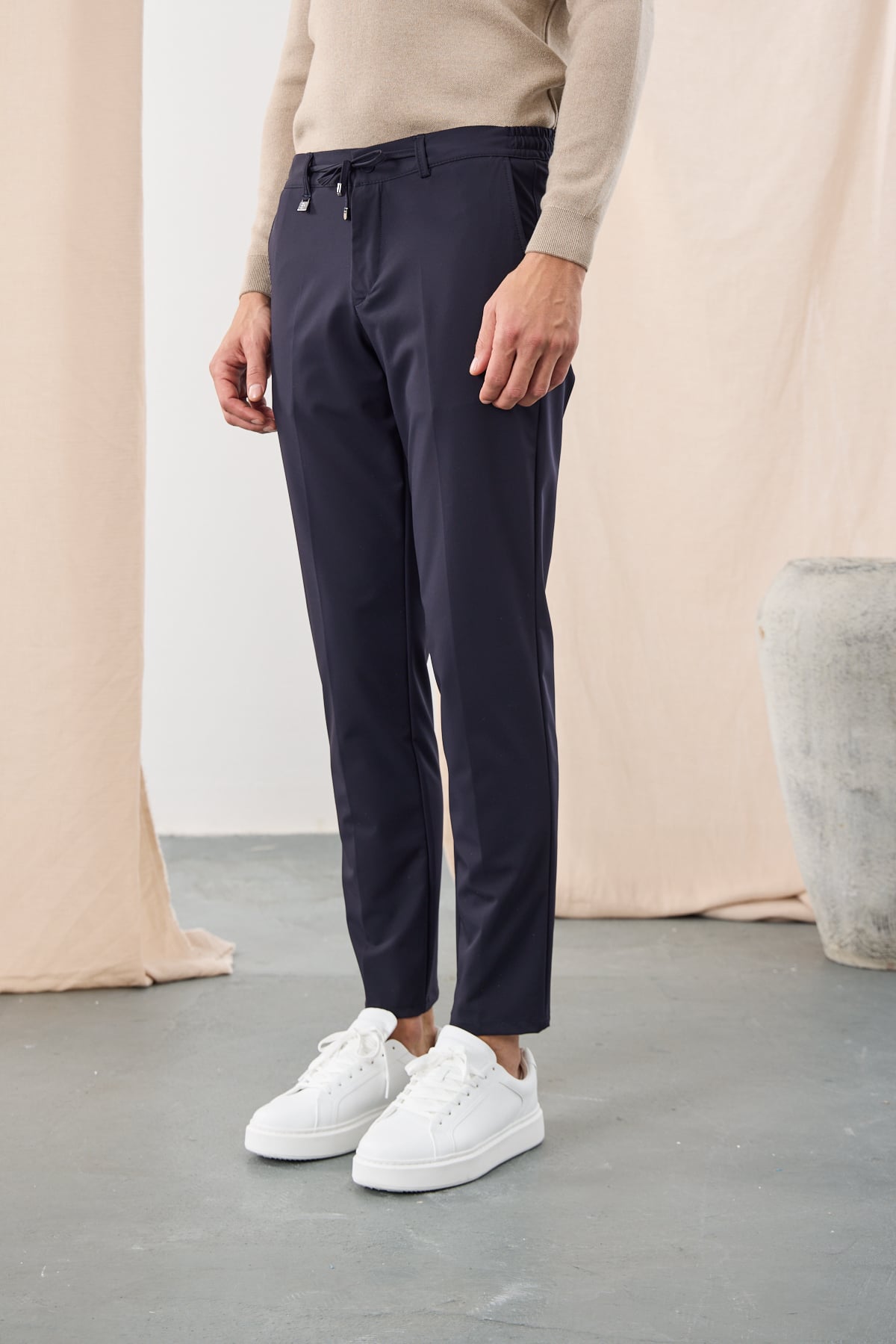 Poliamid Esnek Jogger Pantolon - Lacivert