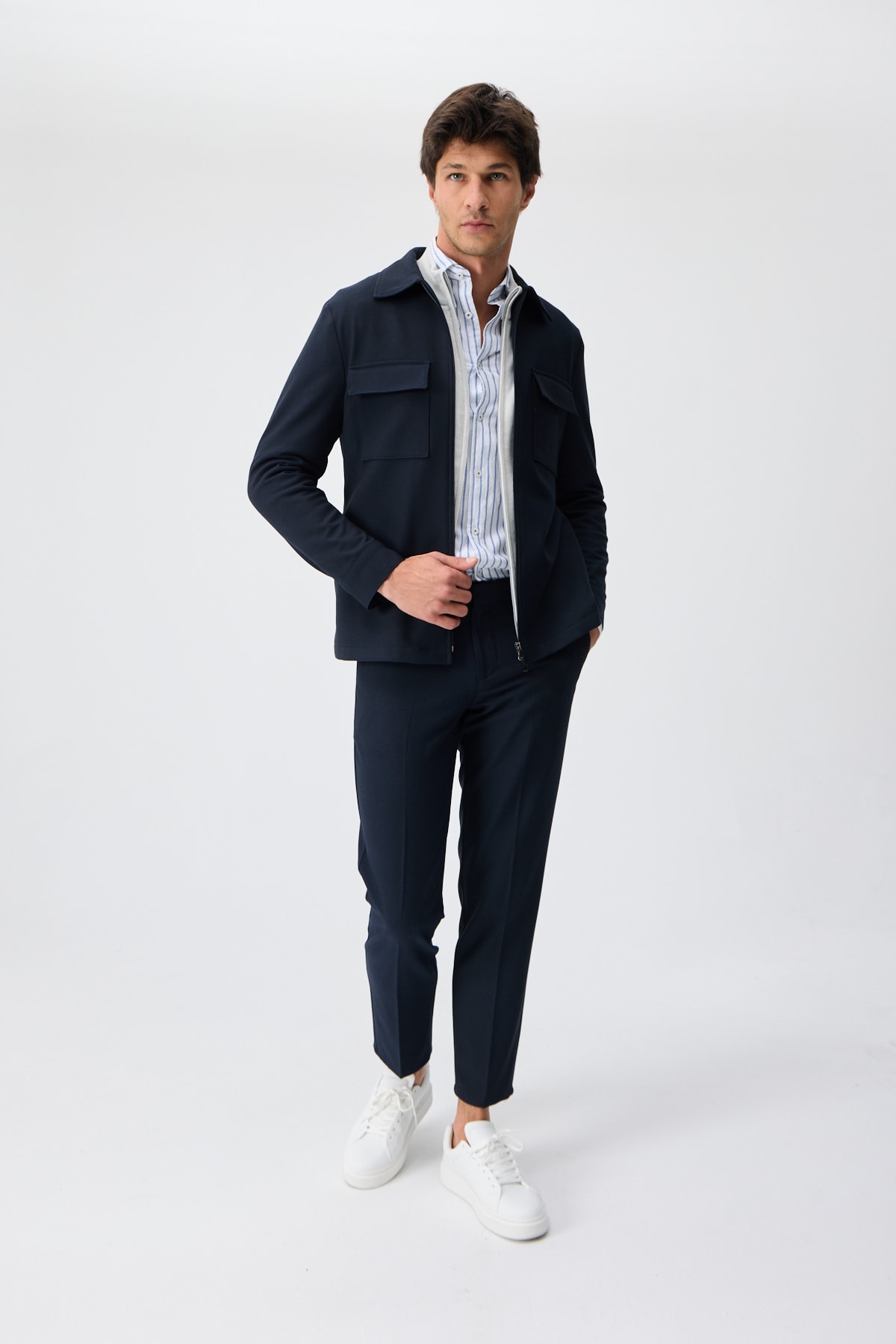 Astarlı Teknik Overshirt Ceket - Lacivert