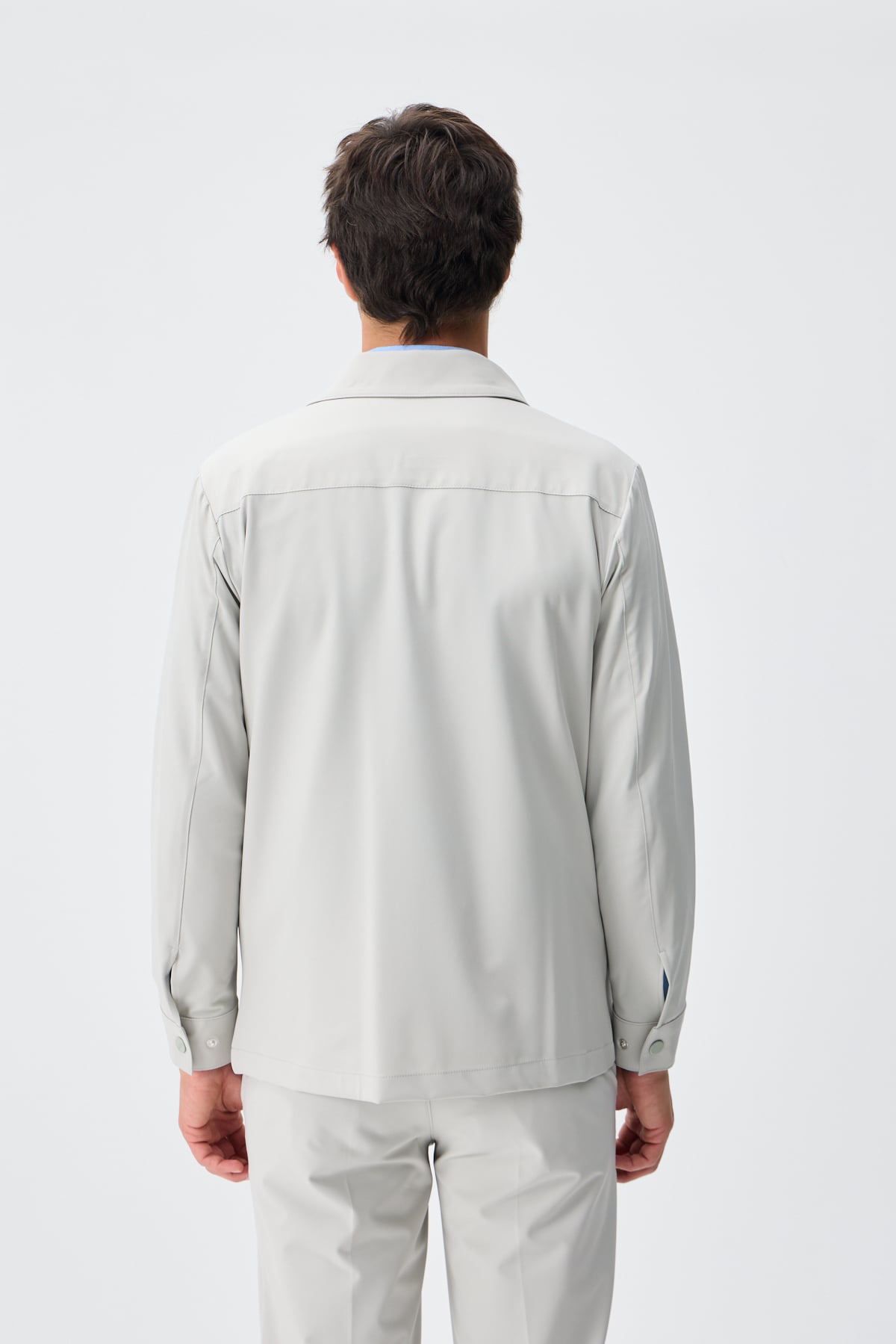 Teknik Dokulu Overshirt Ceket - Taş