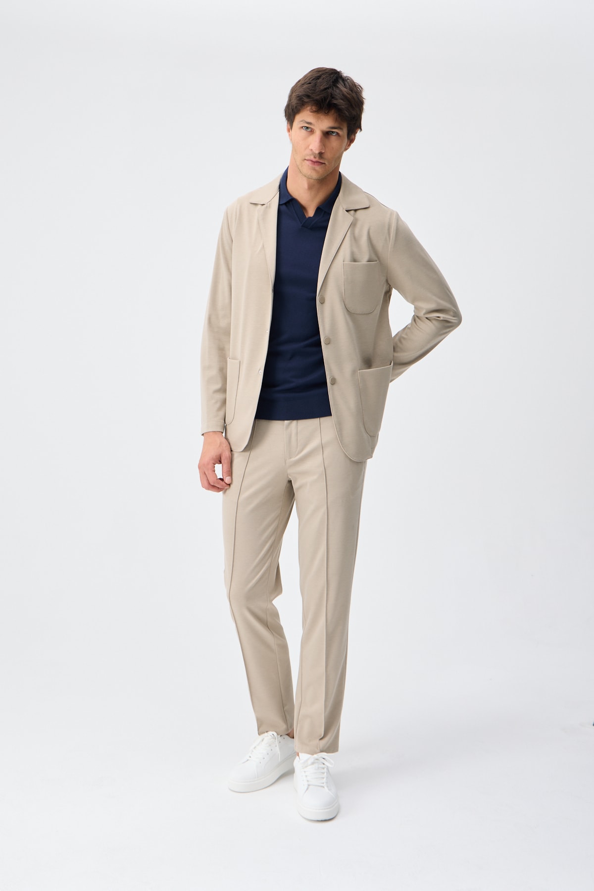Teknik Kumaş Casual Blazer Ceket