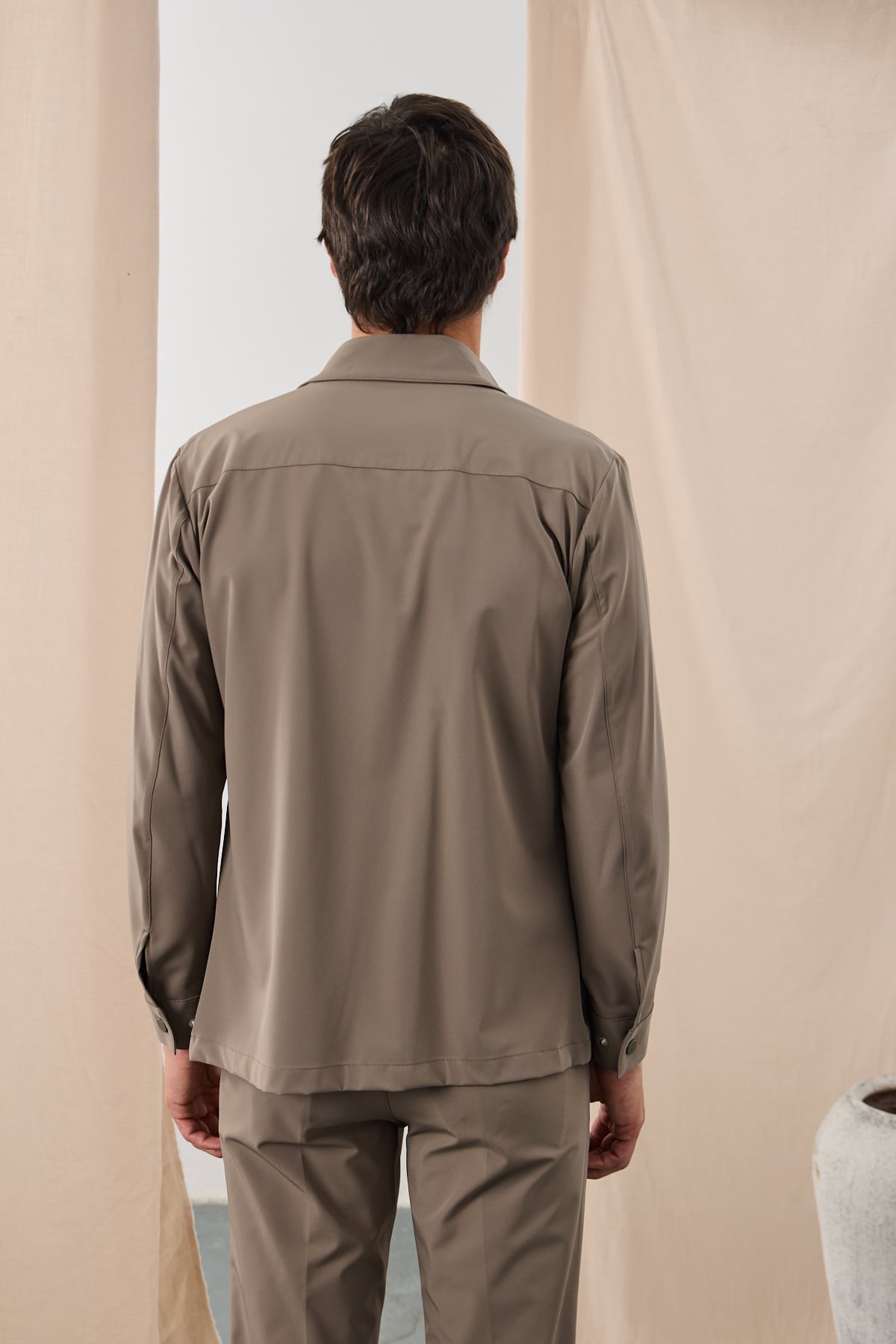 Teknik Dokulu Overshirt Ceket - Karamel