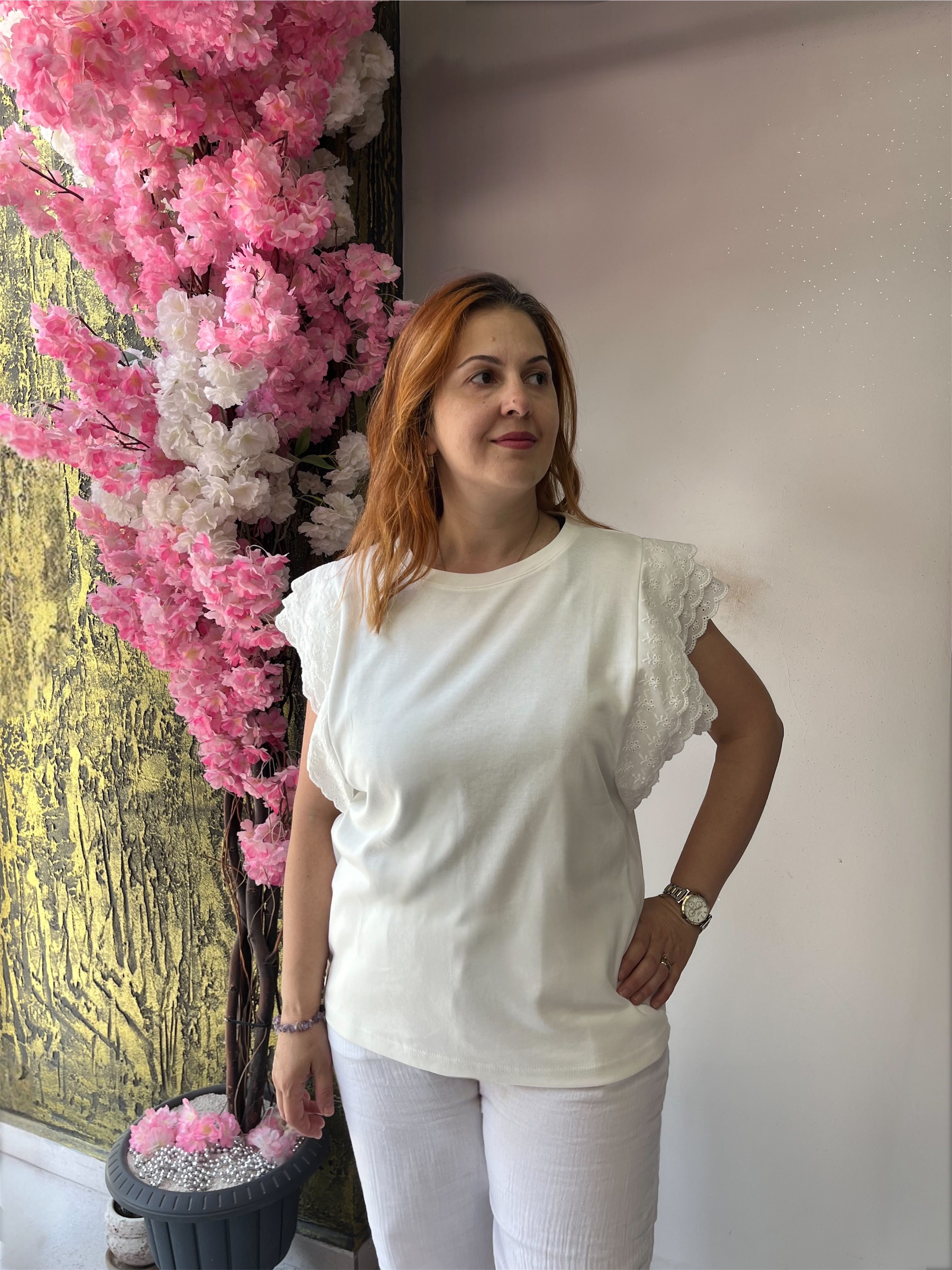 %100 Pamuk Katlı Fistolu Tişört
