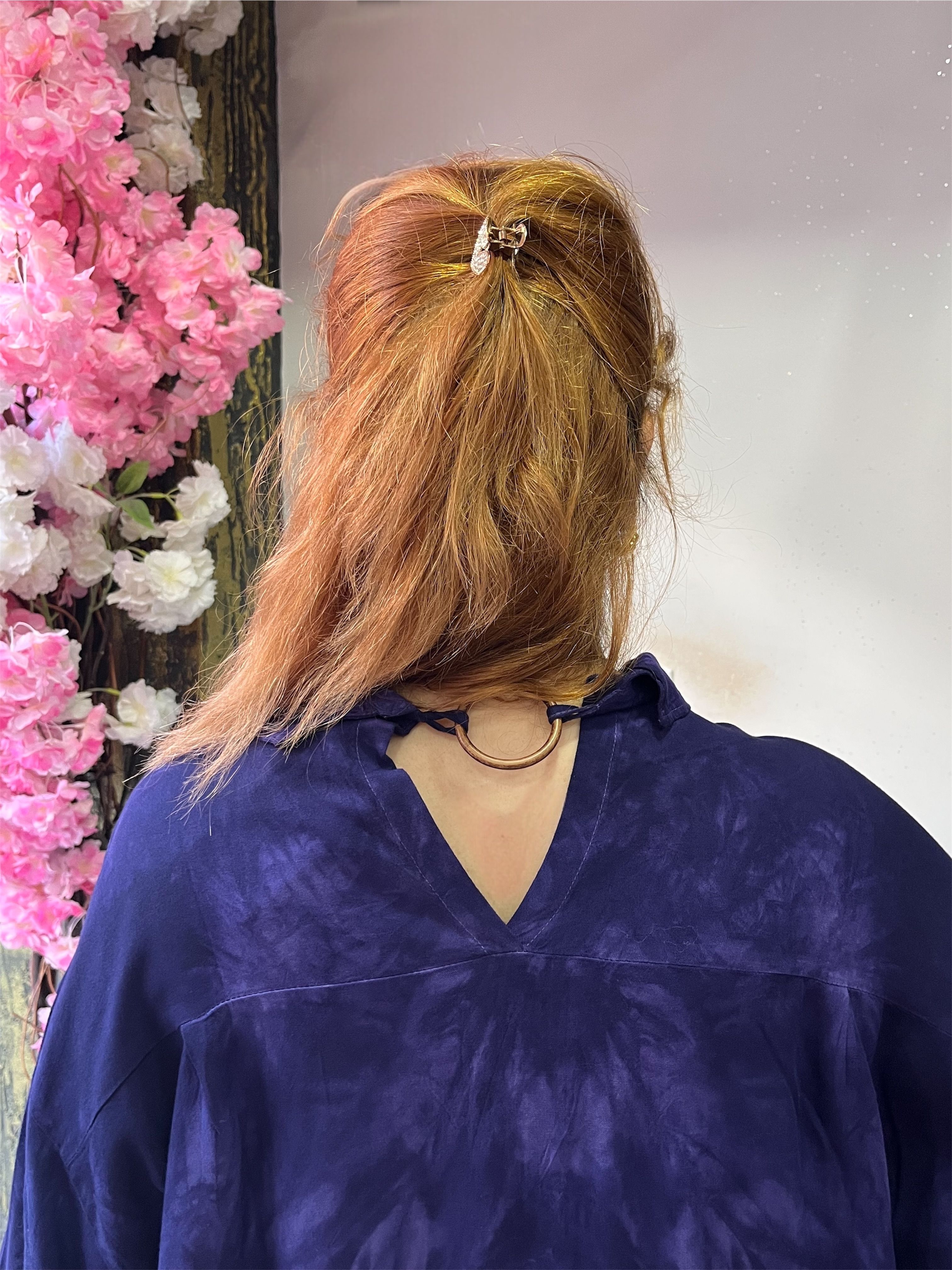Yaka ve Düğme Detaylı Tukuar Kol Batik Desenli Otantik Elbise 
