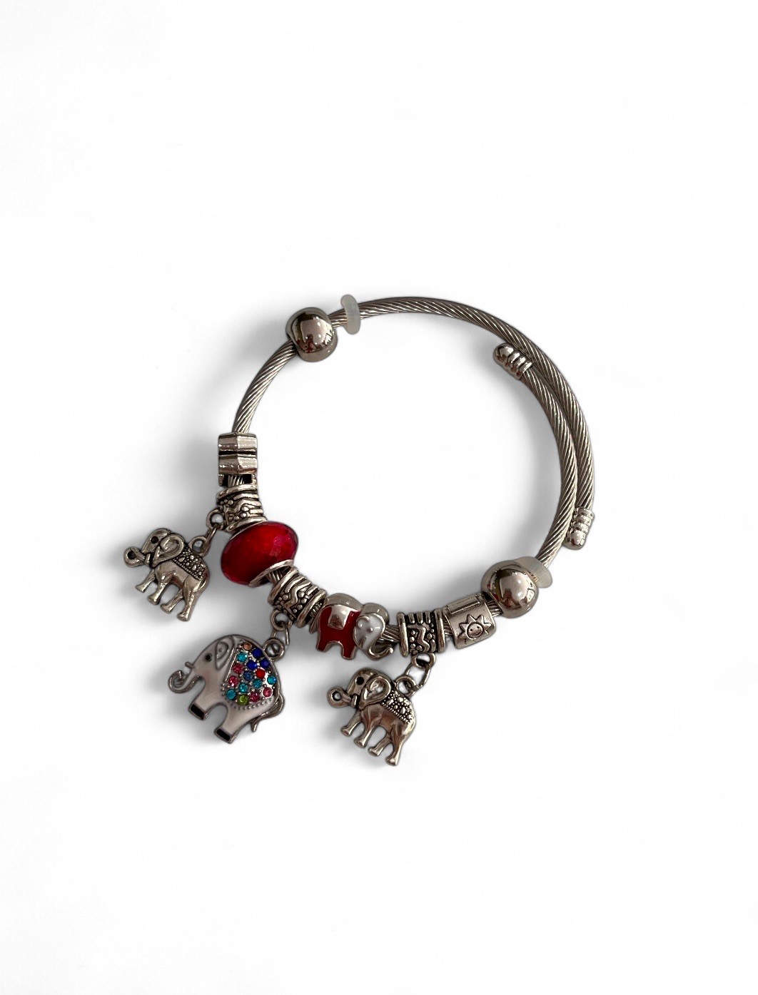 Gümüş Çelik Model Charm Filli Bileklik
