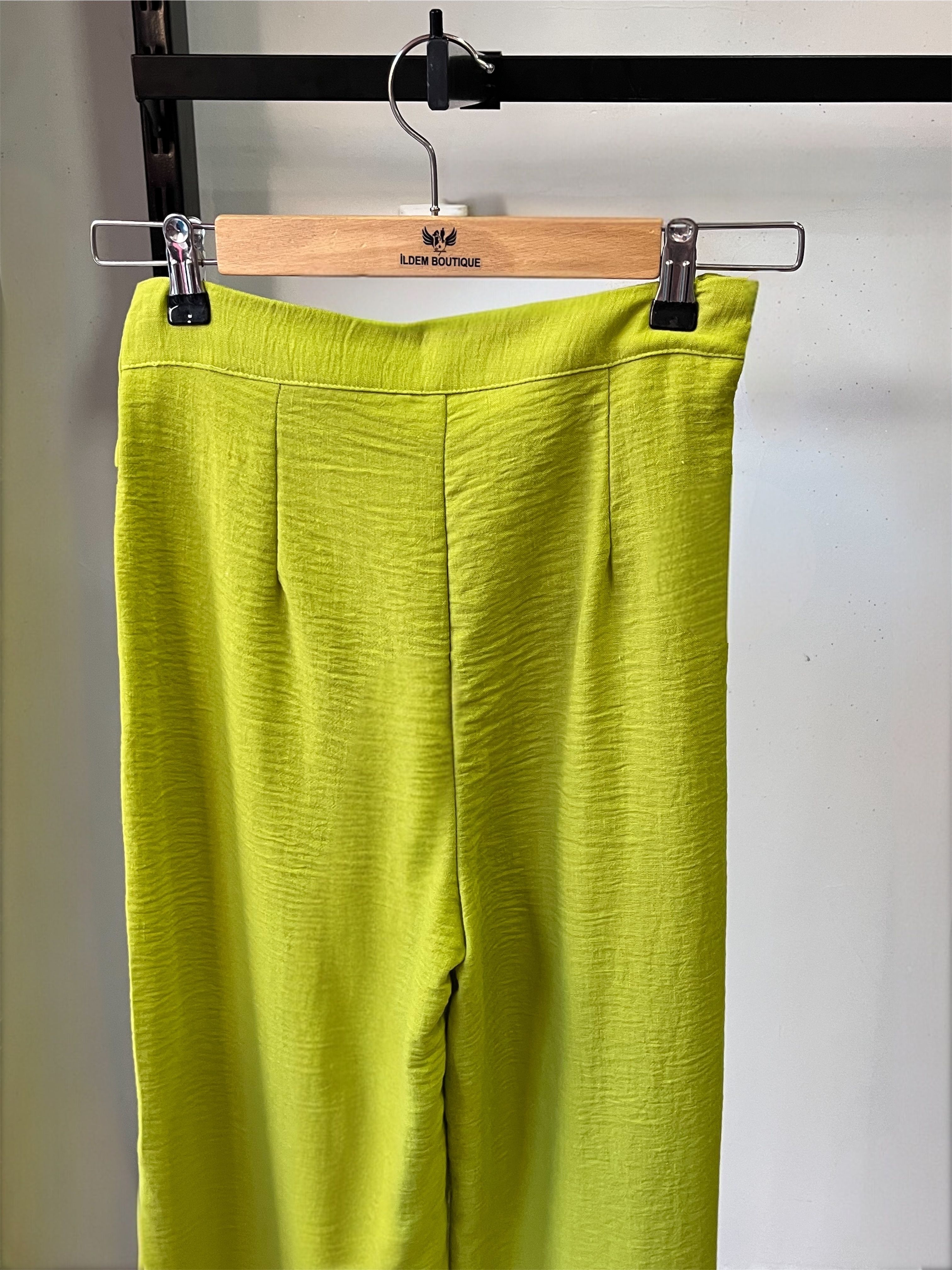 Bağlamalı Kapaklı Keten Pantolon
