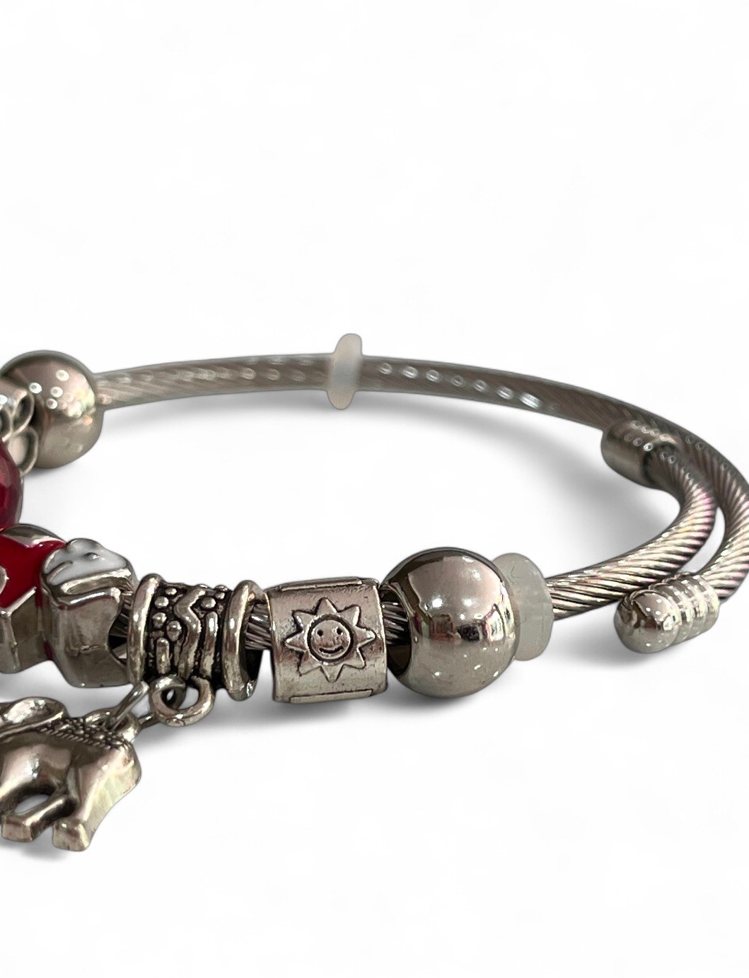 Gümüş Çelik Model Charm Filli Bileklik