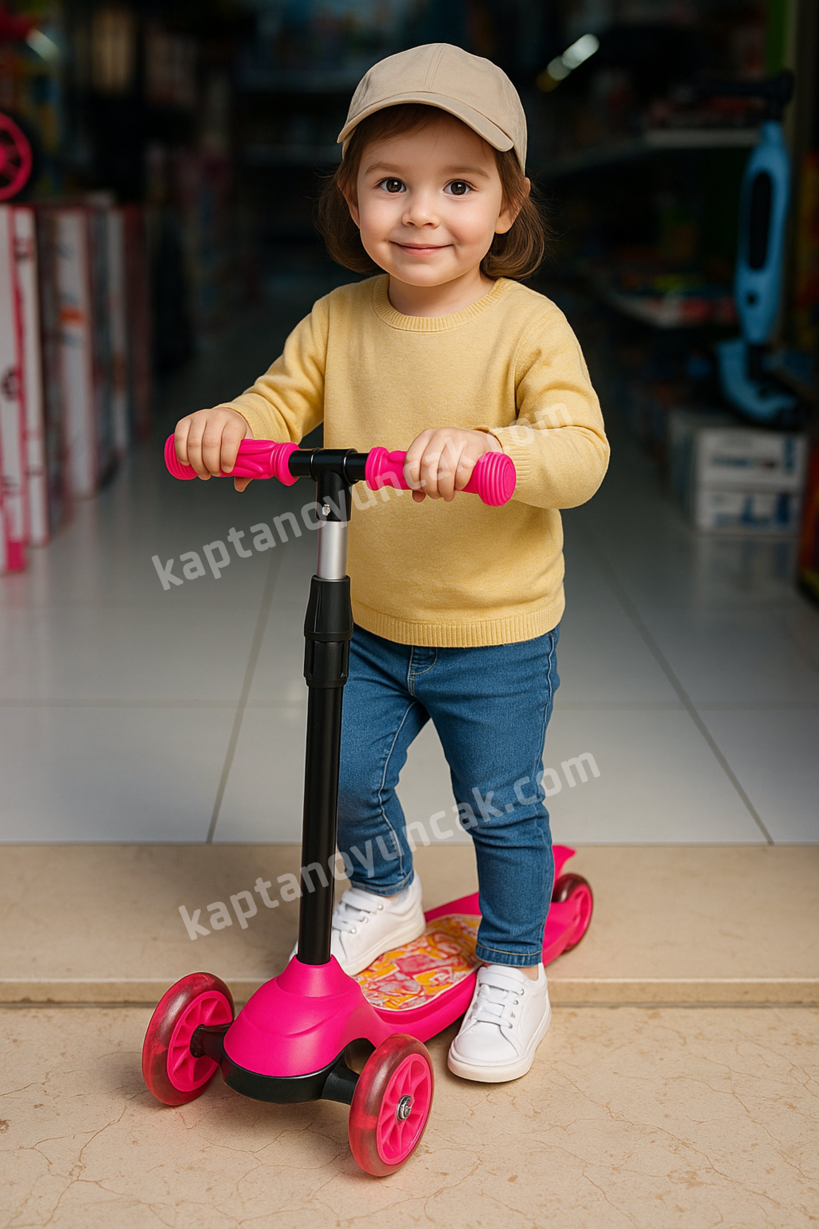 Işıklı Scooter Ayarlanabilir Direksiyon Max 55 Kg 