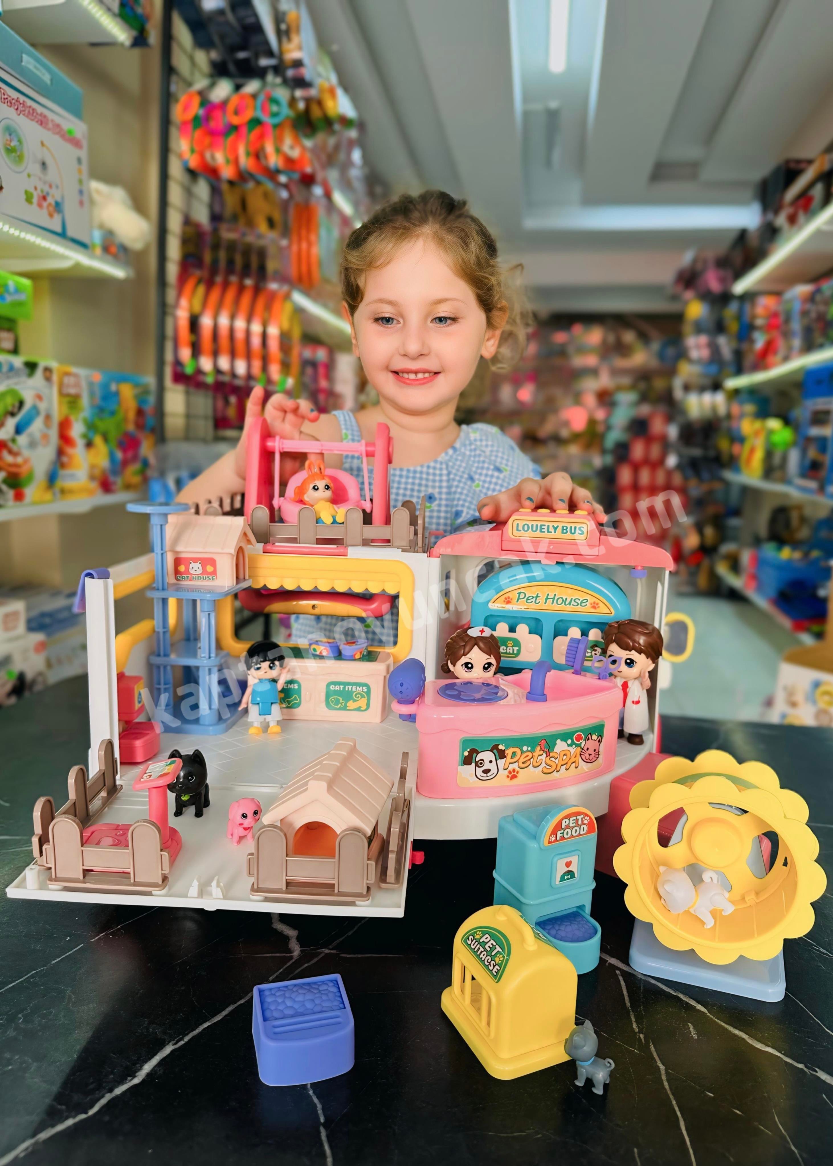 Vardem Büyük Boy Sesli Işıklı Aksesuarlı Veteriner Karavan Pet House