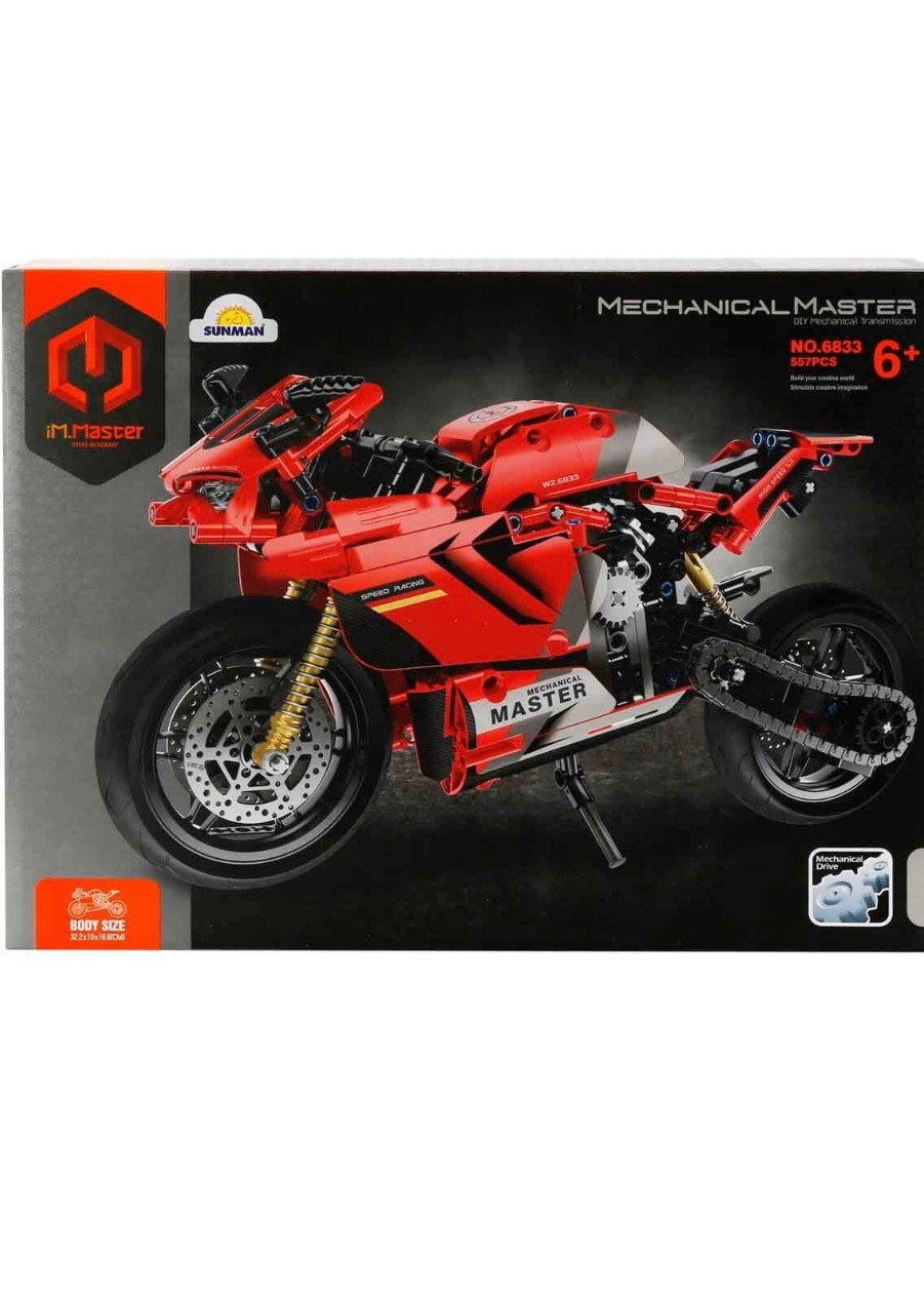 Master Kırmızı Lego Blok Seti Motosiklet 557 Parça Lego
