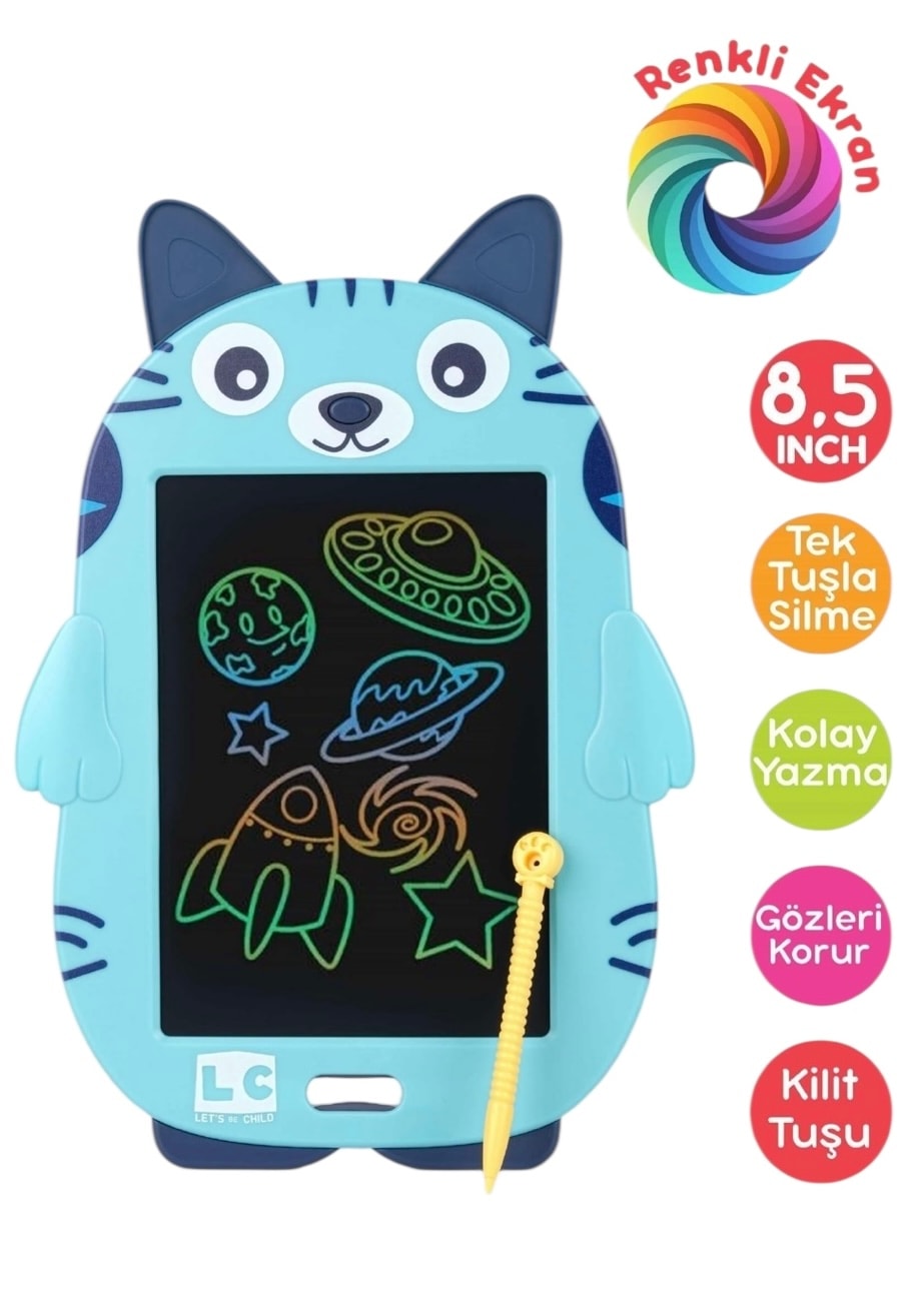 Sevimli Kedi Renkli Ekranlı Dijital Çizim Tableti 8,5 inç