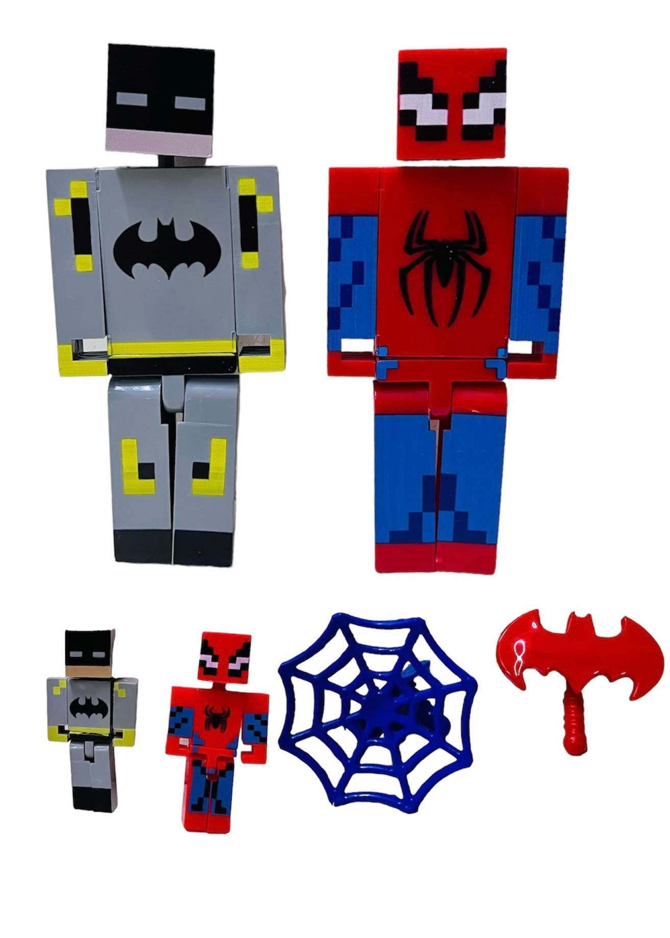 Minecraft Büyük Boy Örümcek Adam Batman Figür Oyuncak Seti 15 Parça