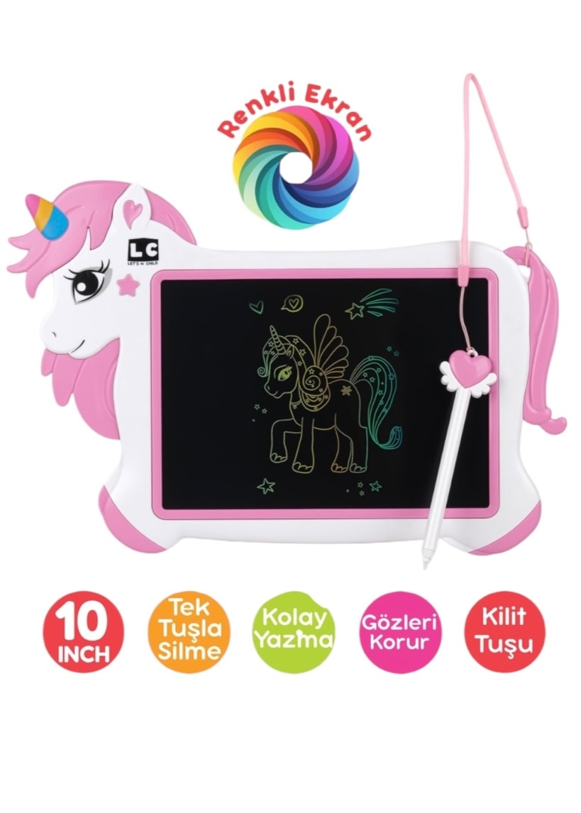 Unicorn Renkli Ekran Dijital Çizim Tableti 10 inç