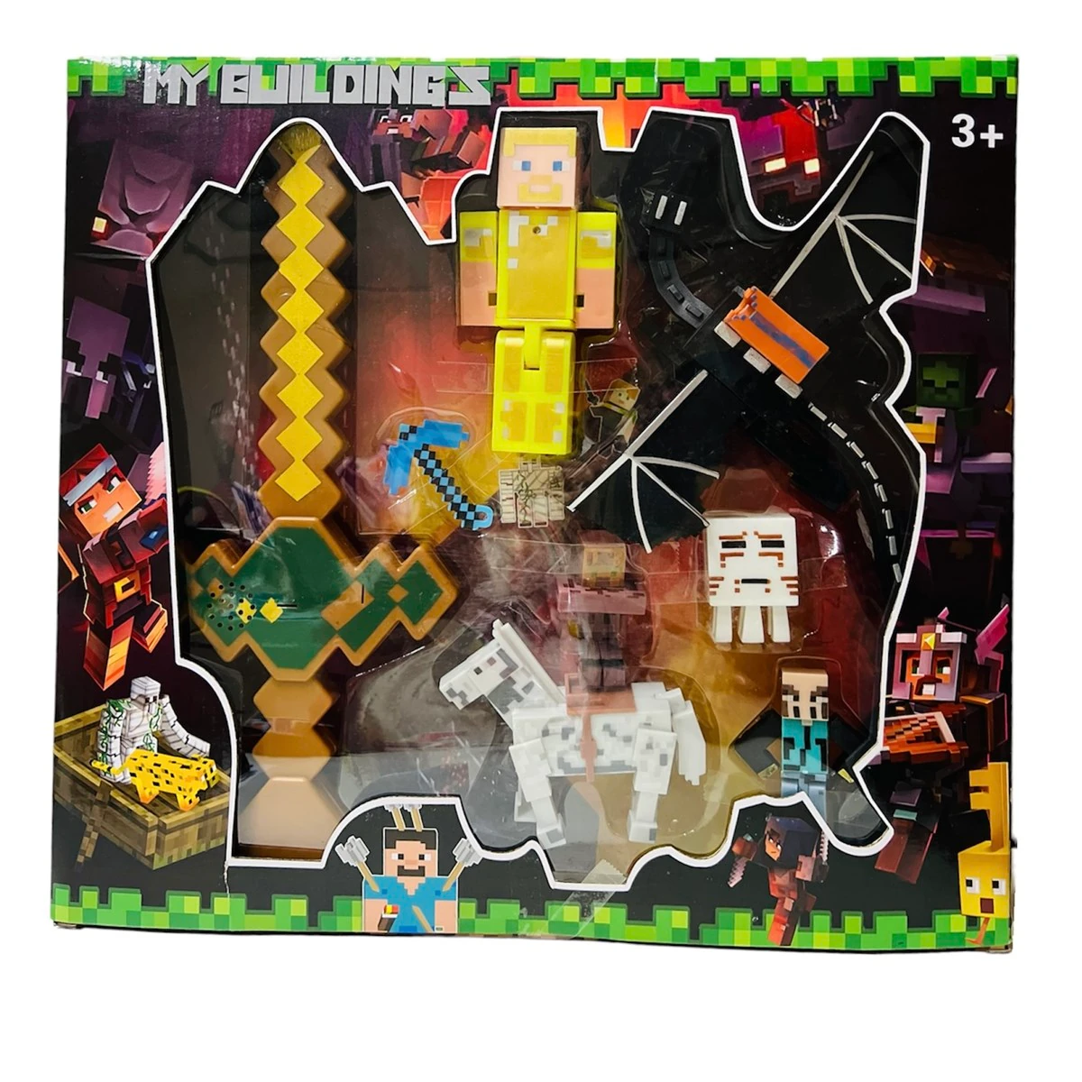 Minecraft Büyük Boy Sesli Işıklı Oyuncak Figür 10 Parça