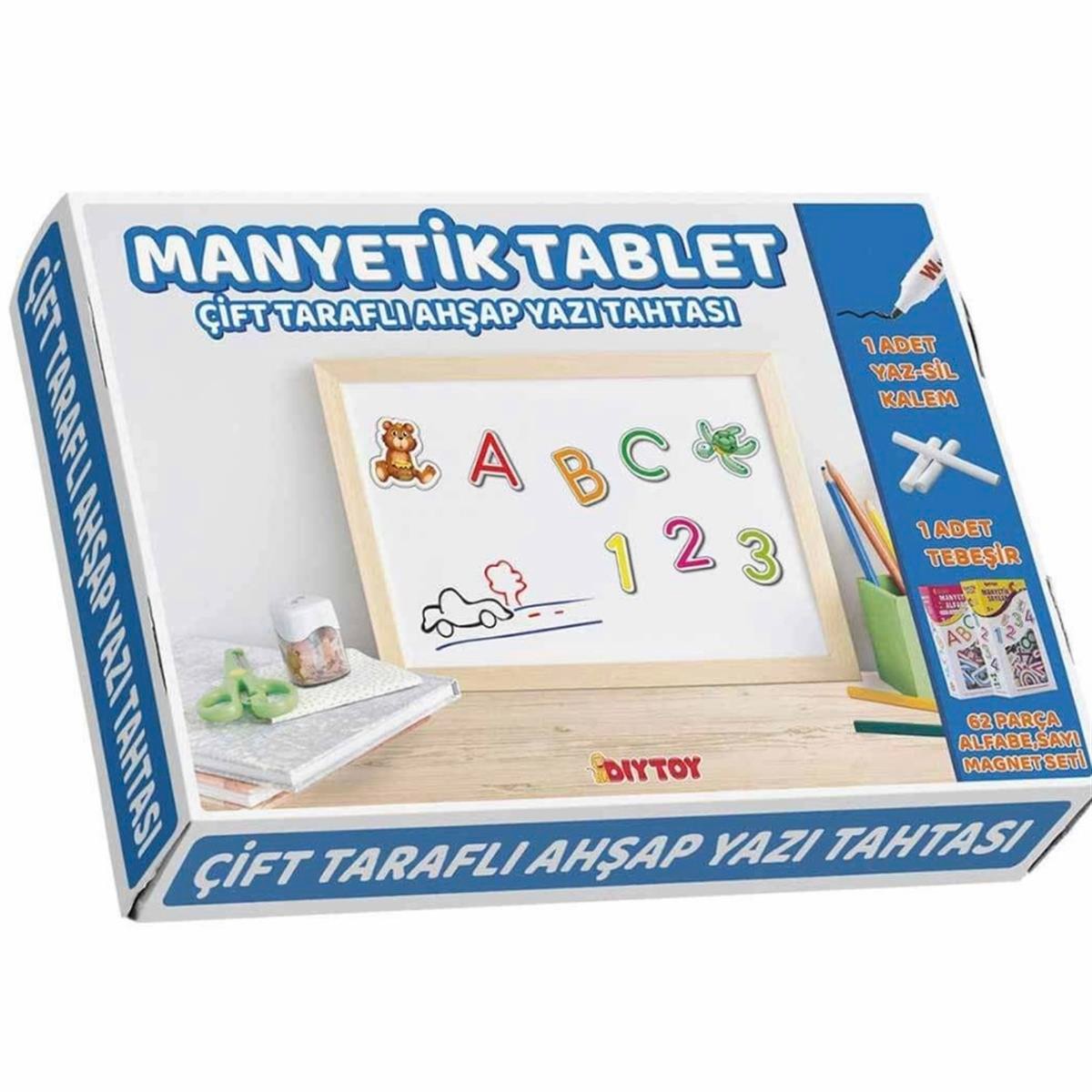 Manyetik Çift Taraflı Tablet Ahşap Yazı Tahtası