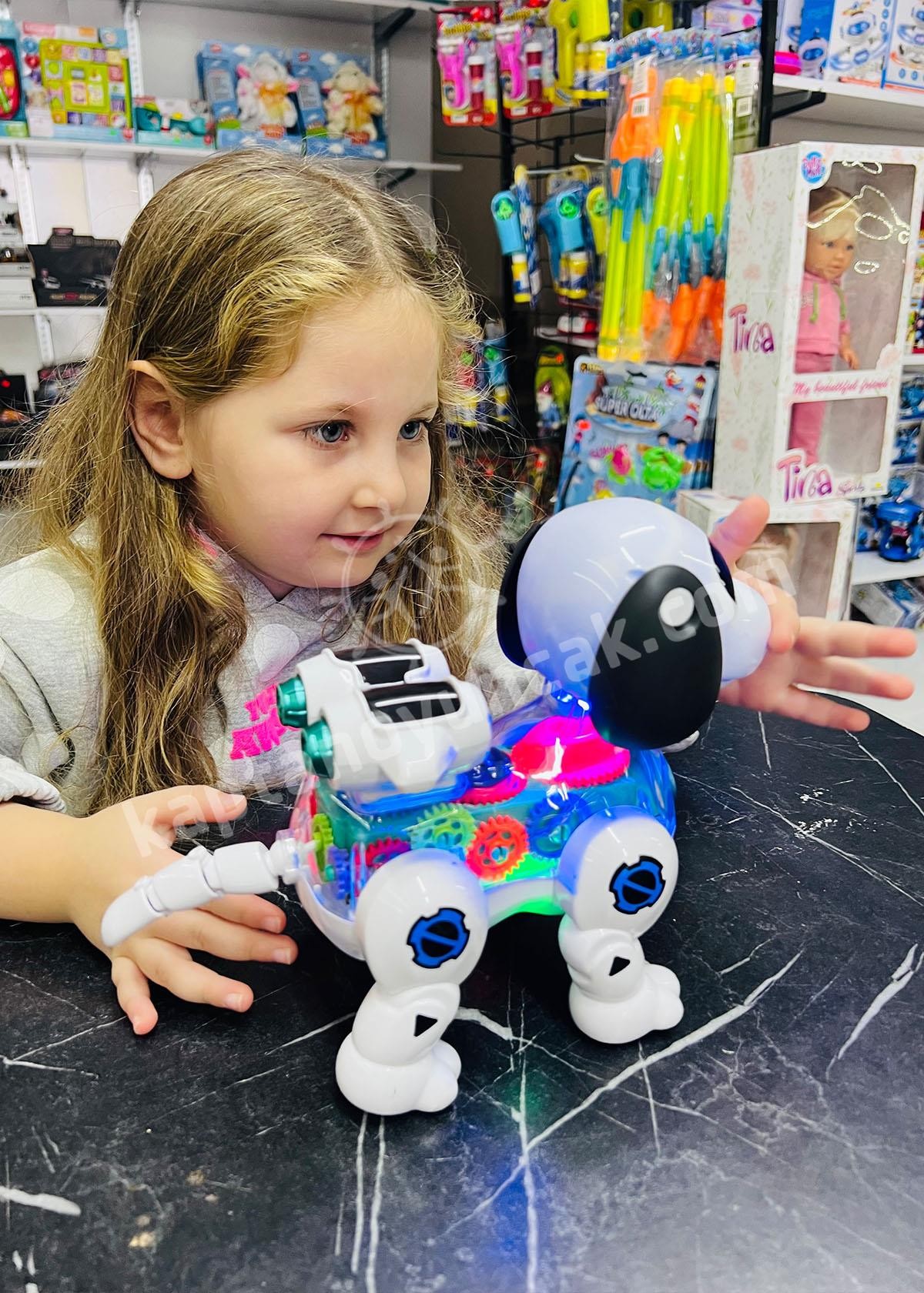 Müzikli Sesli Işıklı Şeffaf Robot Köpek